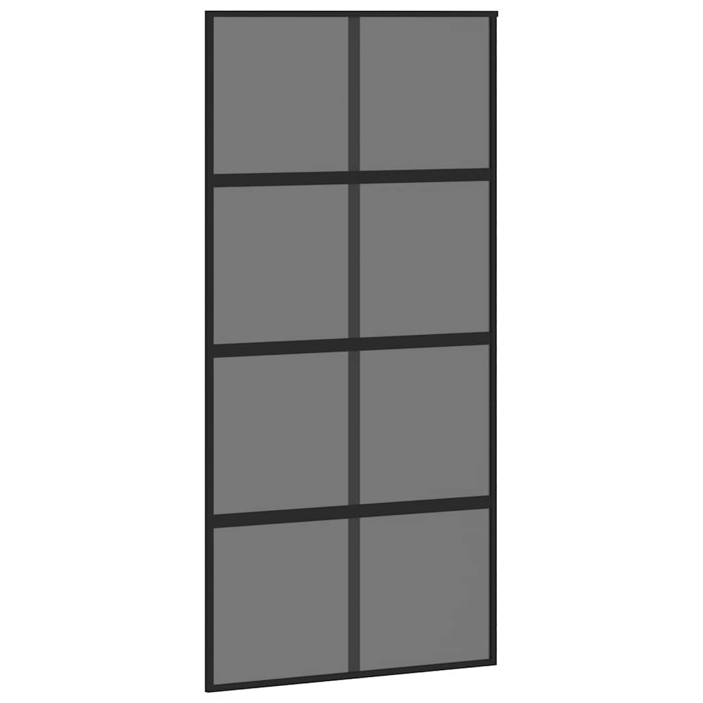 Klizna vrata s priborom crna 102,5 x 205 cm kaljeno staklo