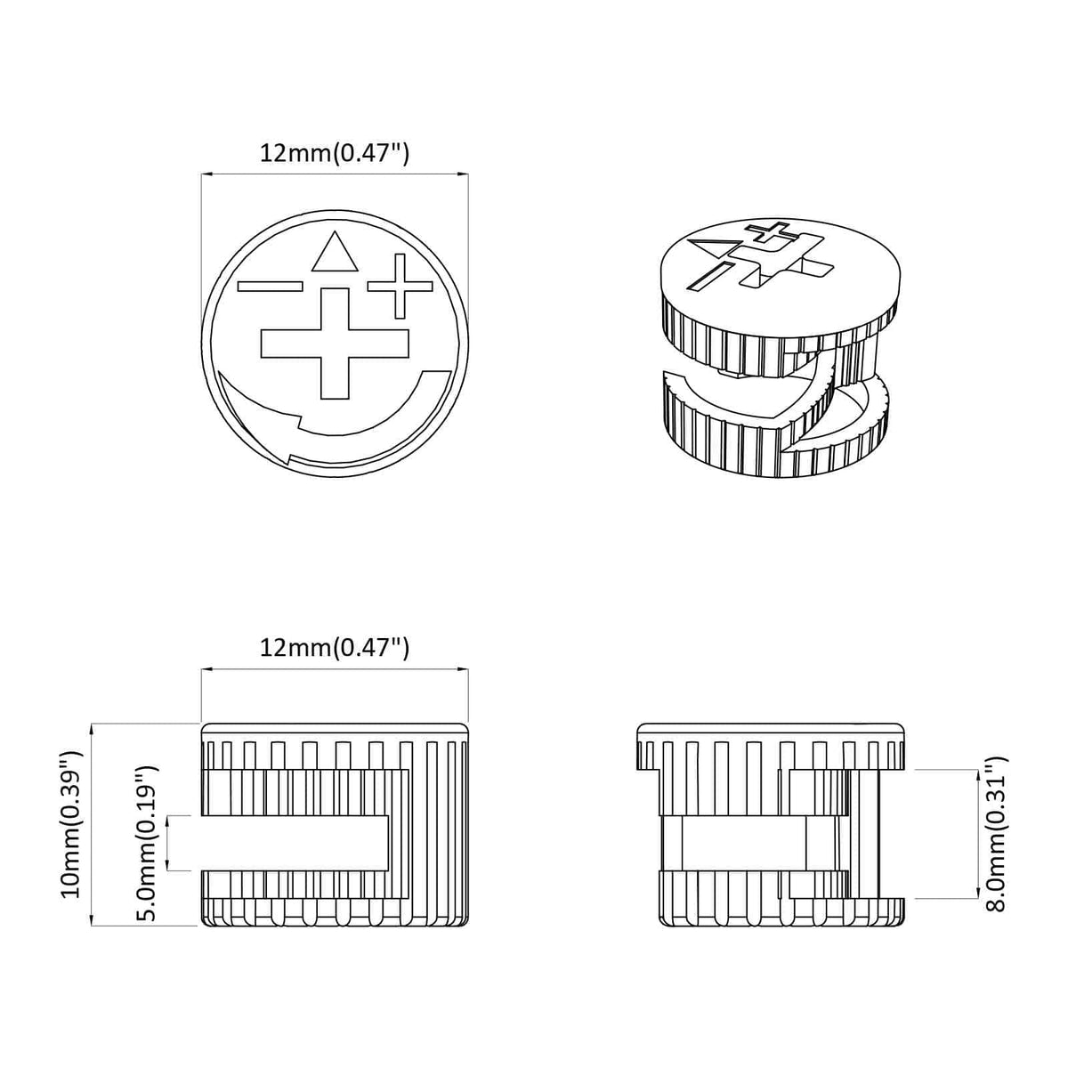 Matične zakovice 2 pcs Srebrno 12 x 10 mm Metal