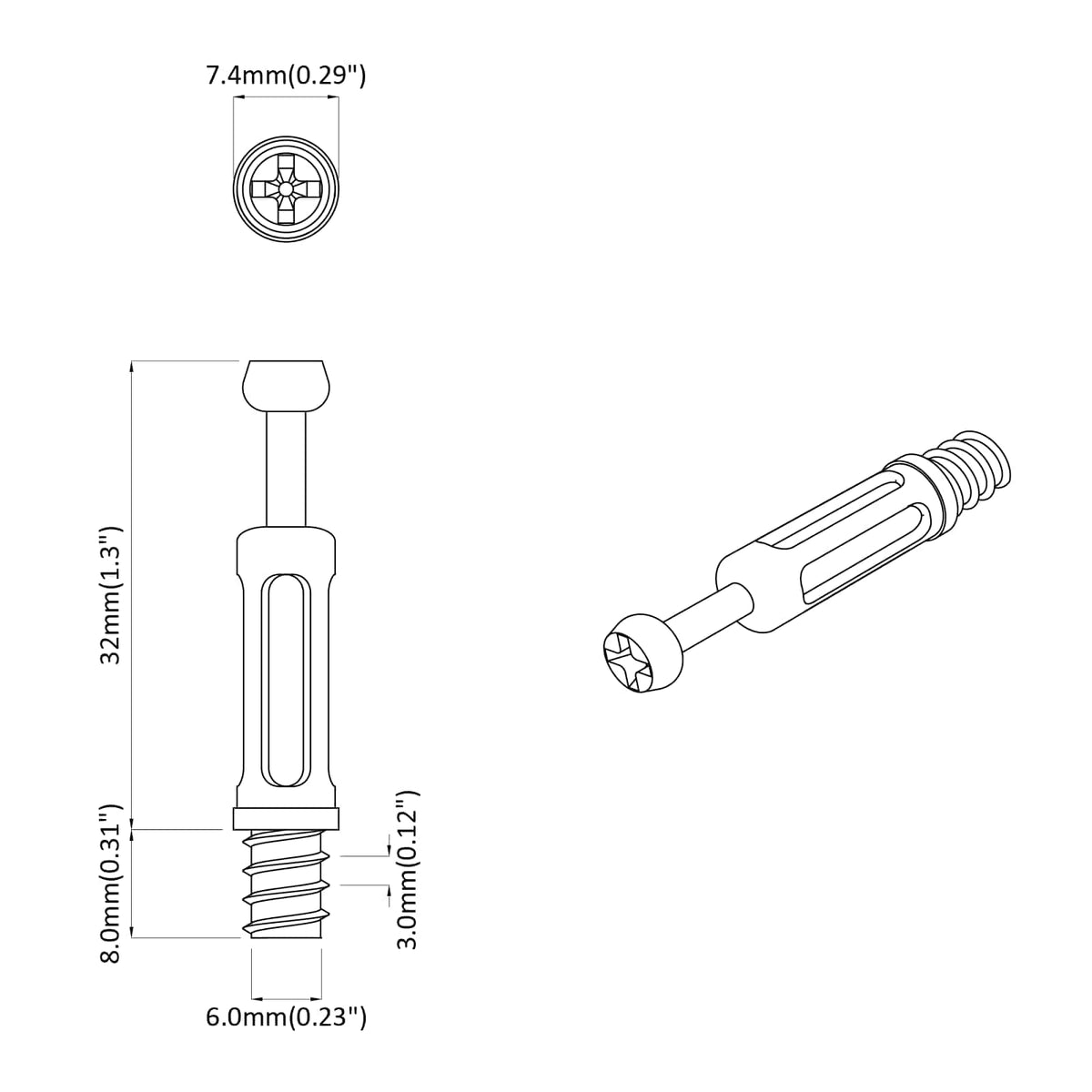 Brava vijak s kamerom 12 pcs Srebrna i crna M6 x 40 mm Metal