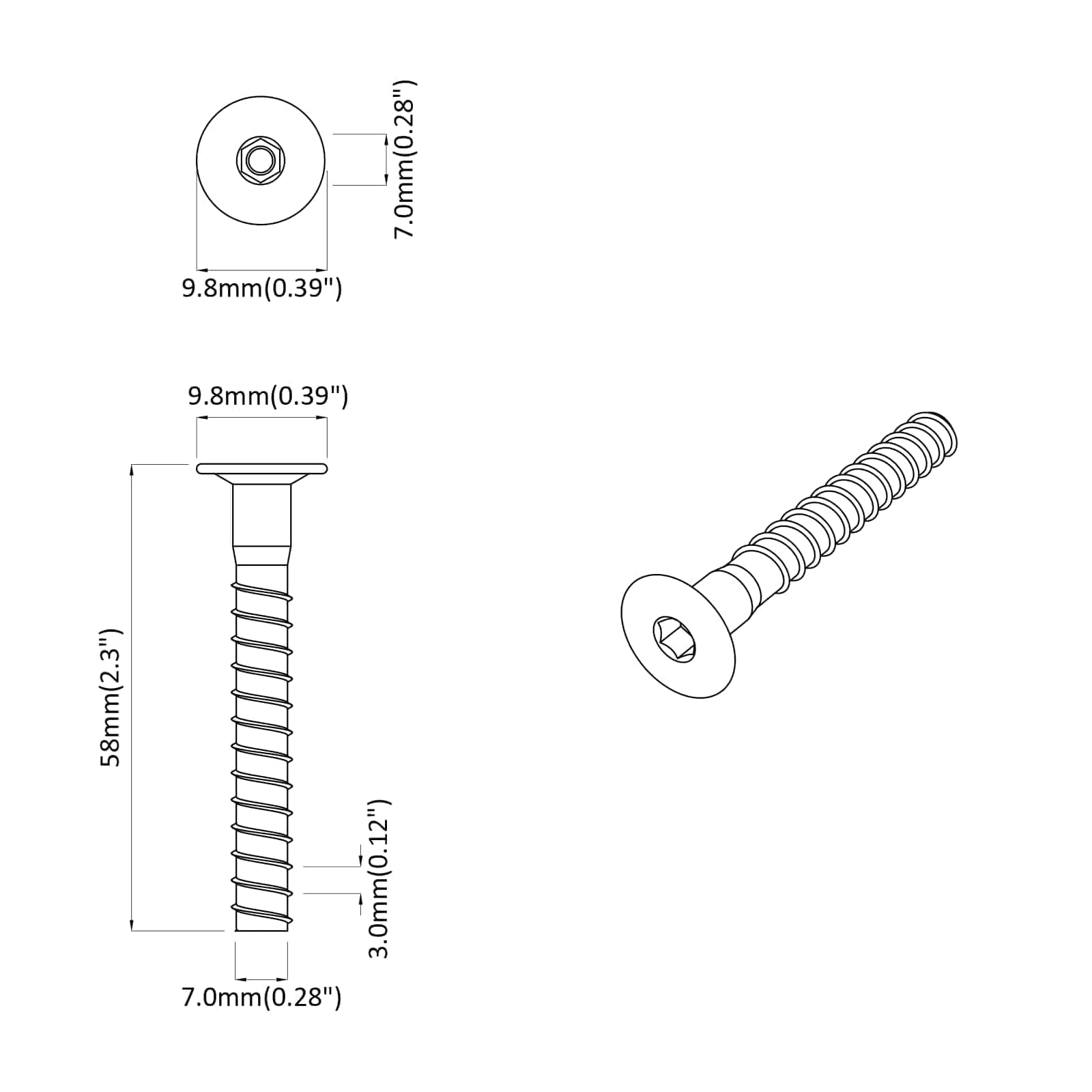 Potvrđivački vijci 12 pcs Srebrno Ø7 x 58 mm Metal