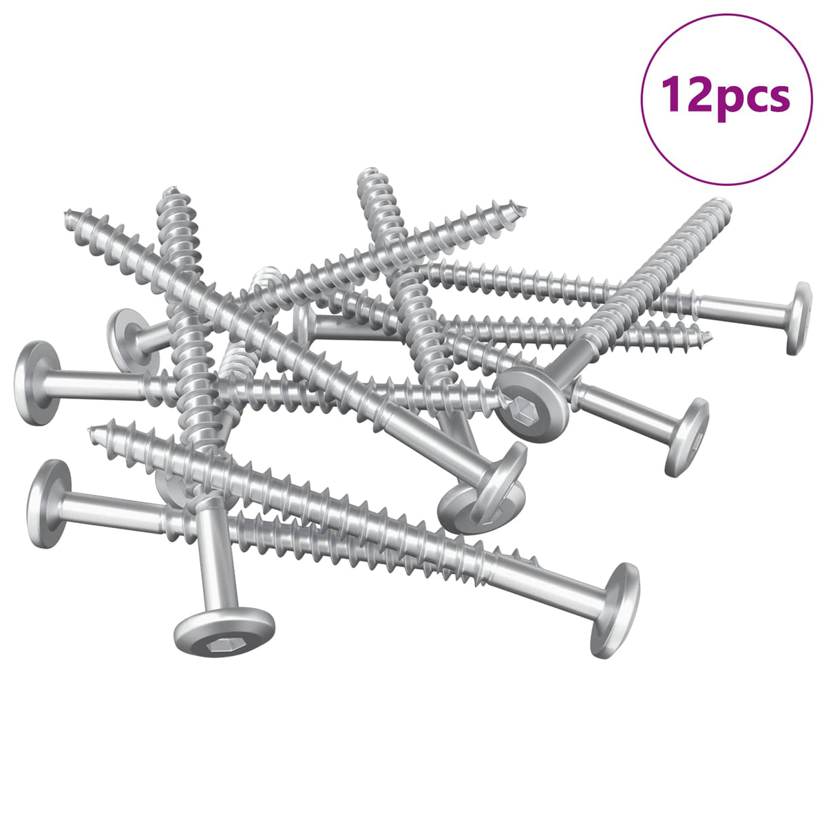Drvene vijake 12 pcs Srebrno M6 x 70 mm Čelik