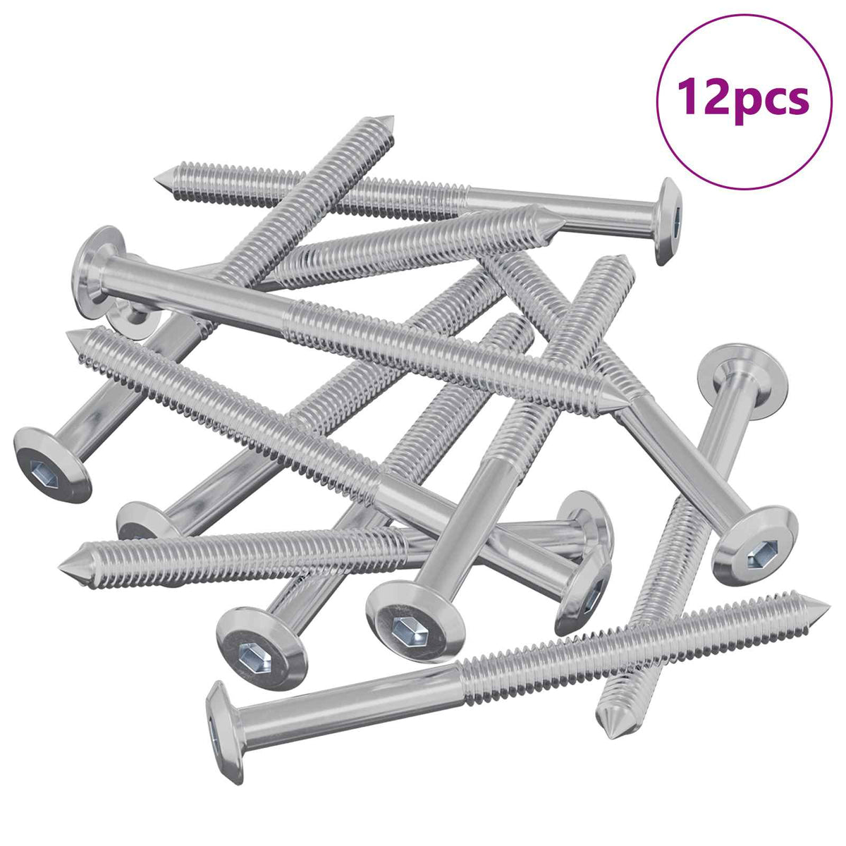 Namještajni vijci 12 pcs Srebrno M6 x 85 mm Čelik