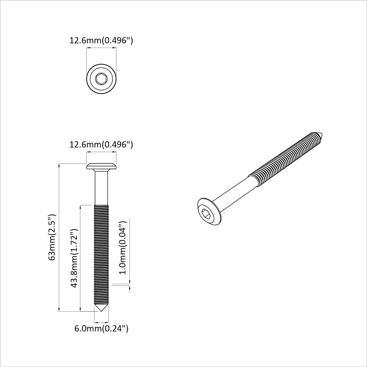 Vijak 1600 pcs Srebrno M6 x 60 mm Čelik