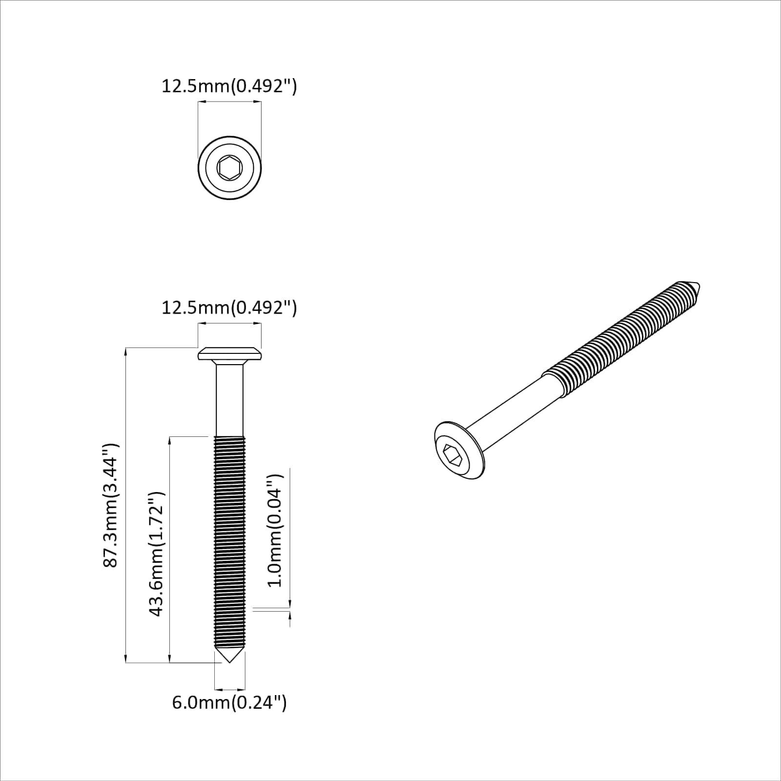 Vijak 12 pcs Srebrno M6 x 85 mm Čelik