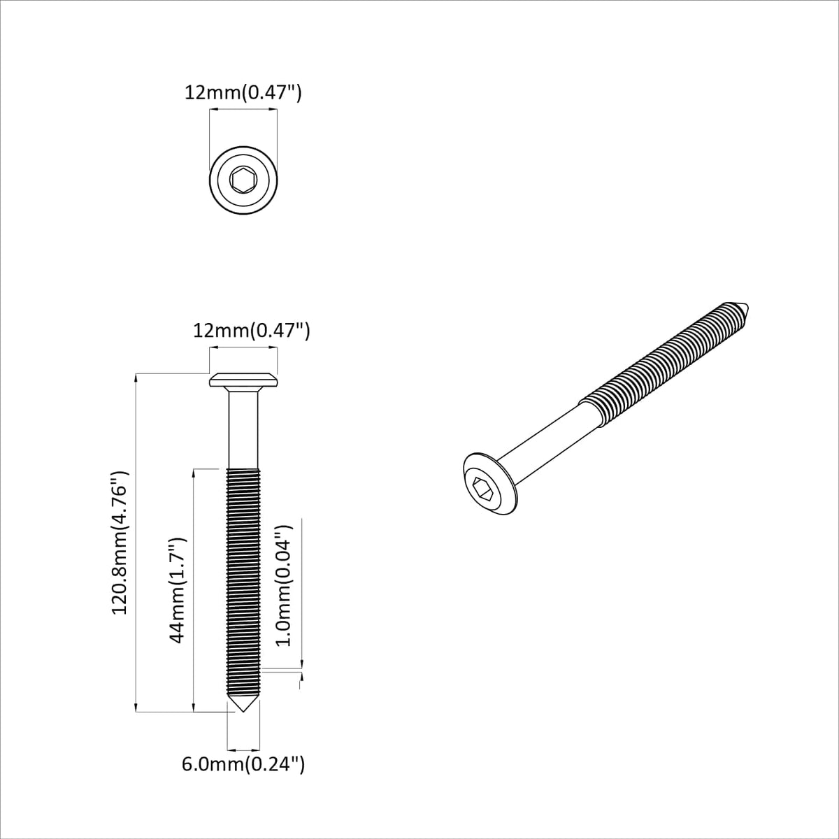 Vijak 12 pcs Srebrno M6 x 100 mm Čelik