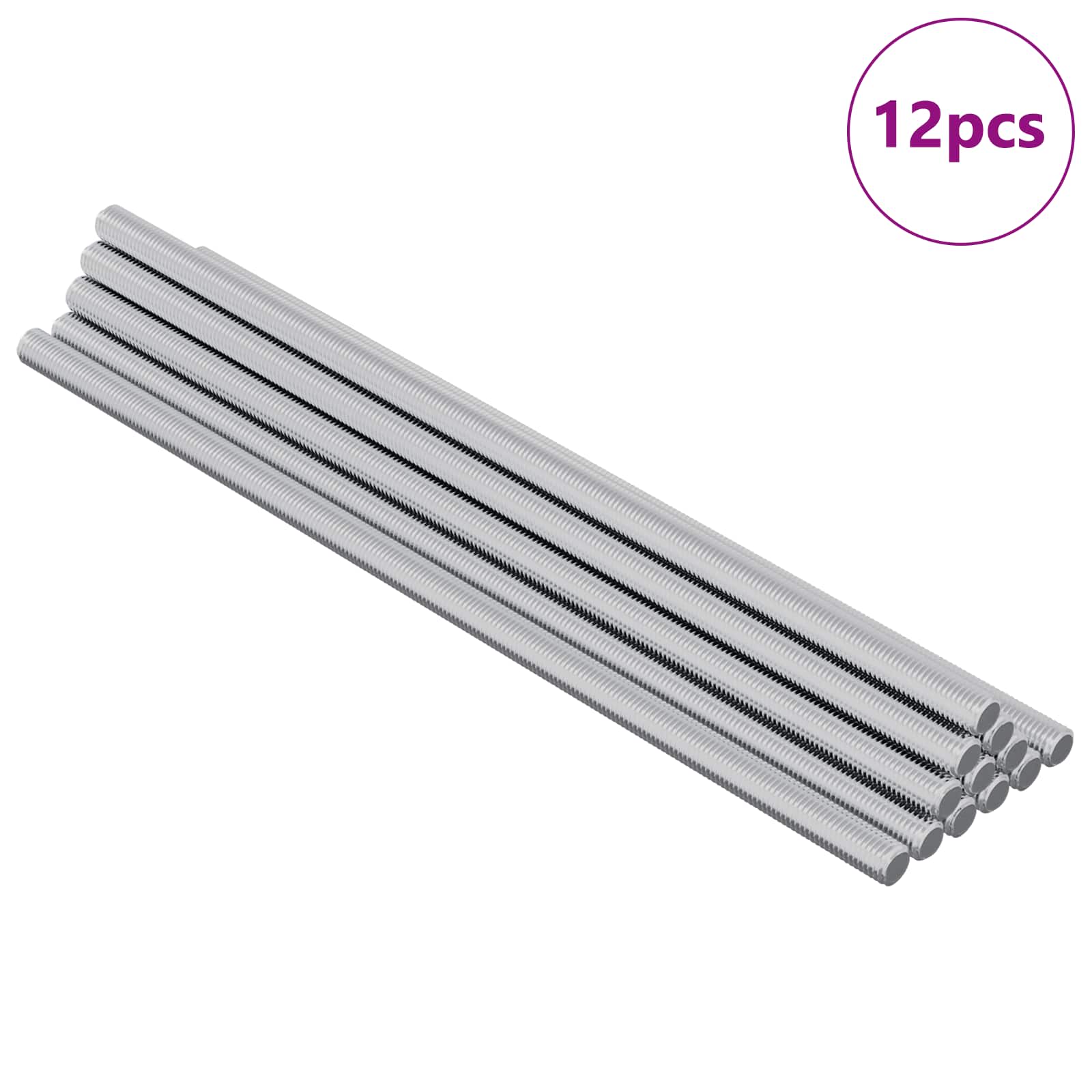 Navojni štap 12 pcs Srebrno 6 x 170 mm Čelik