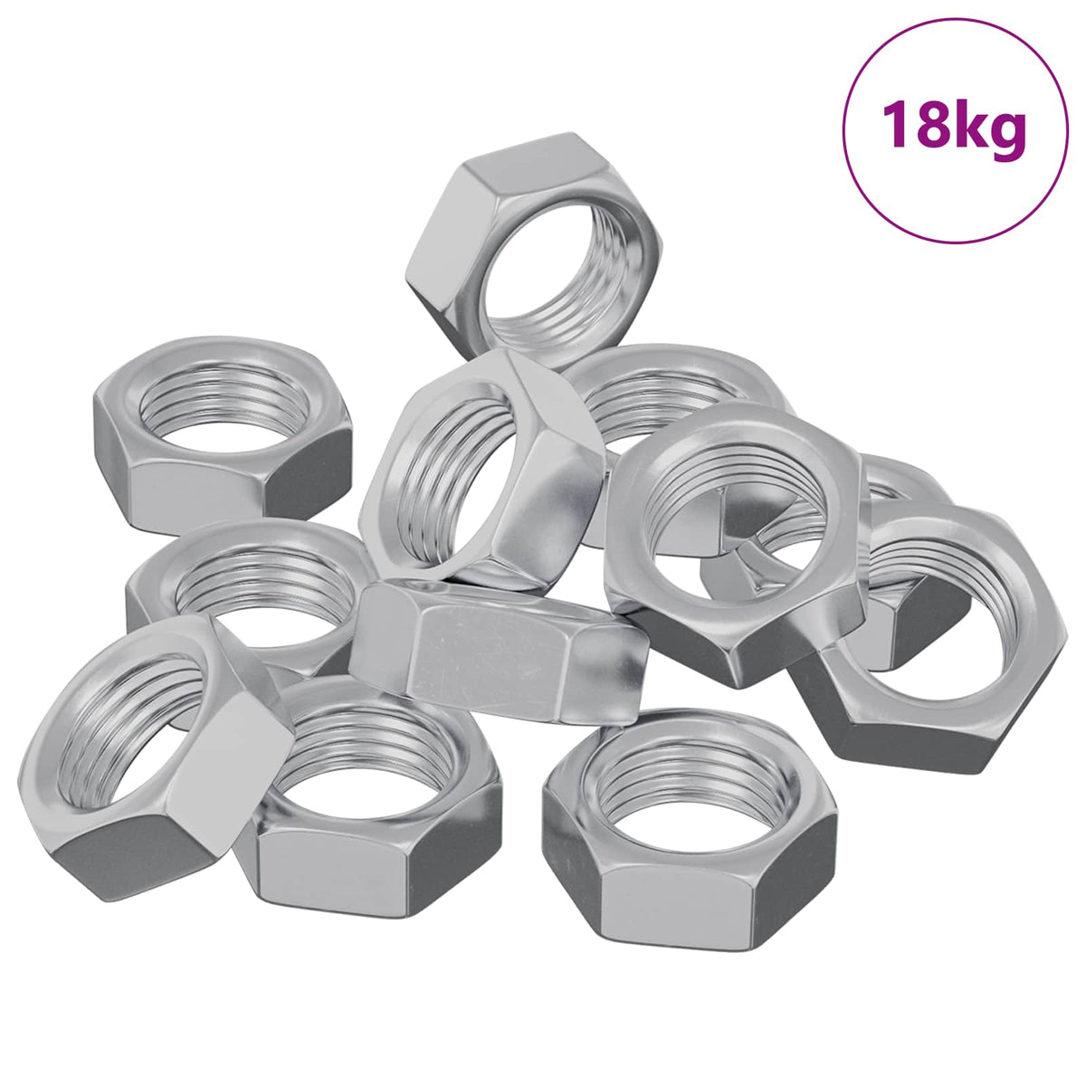 Šesterokutna matica 23377 pcs Srebrno Metal