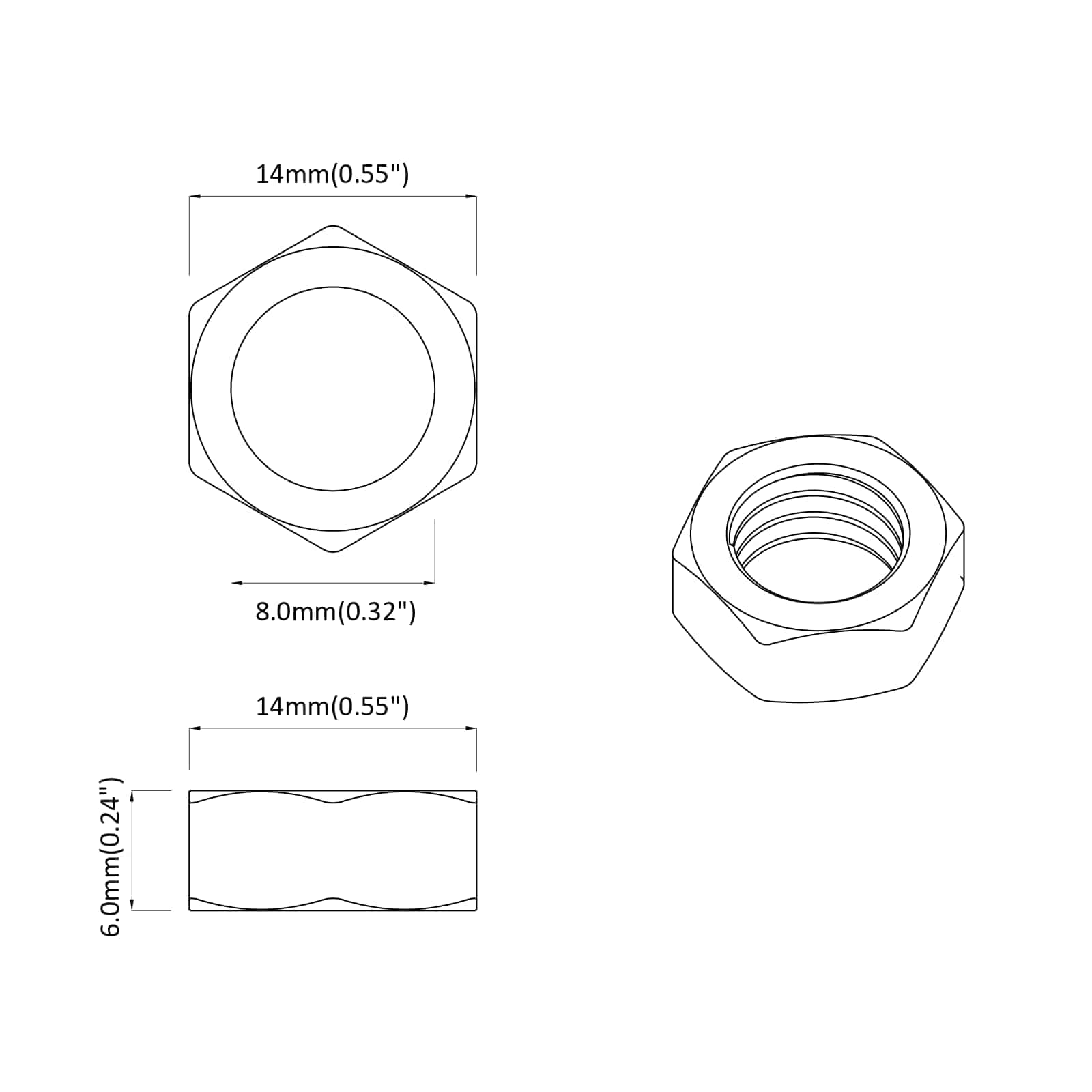 Šesterokutna matica 12 pcs Srebrno m8 Metal