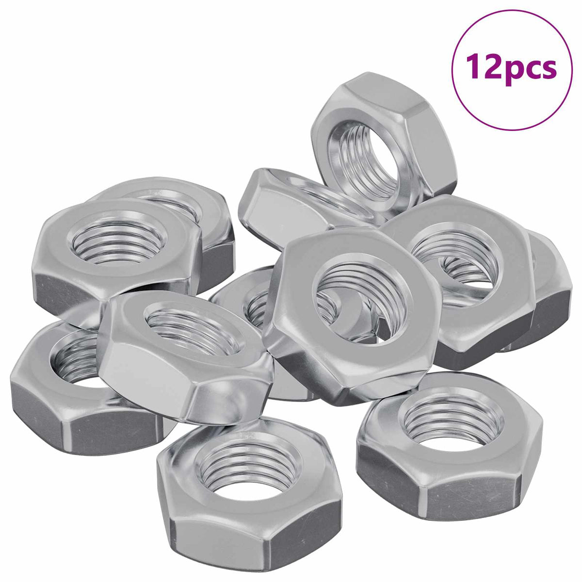 Šesterokutna matica 12 pcs Srebrno m8 Metal