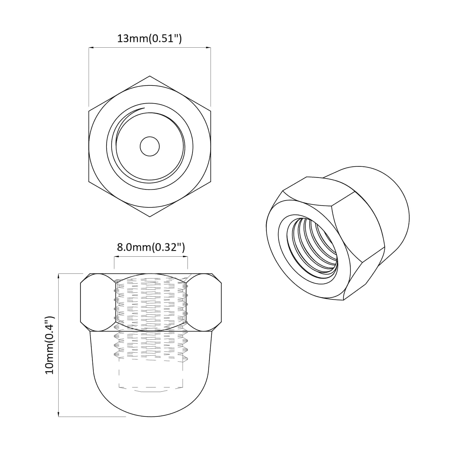 Šesterokutne žižak matice 3913 pcs Srebrno Metal