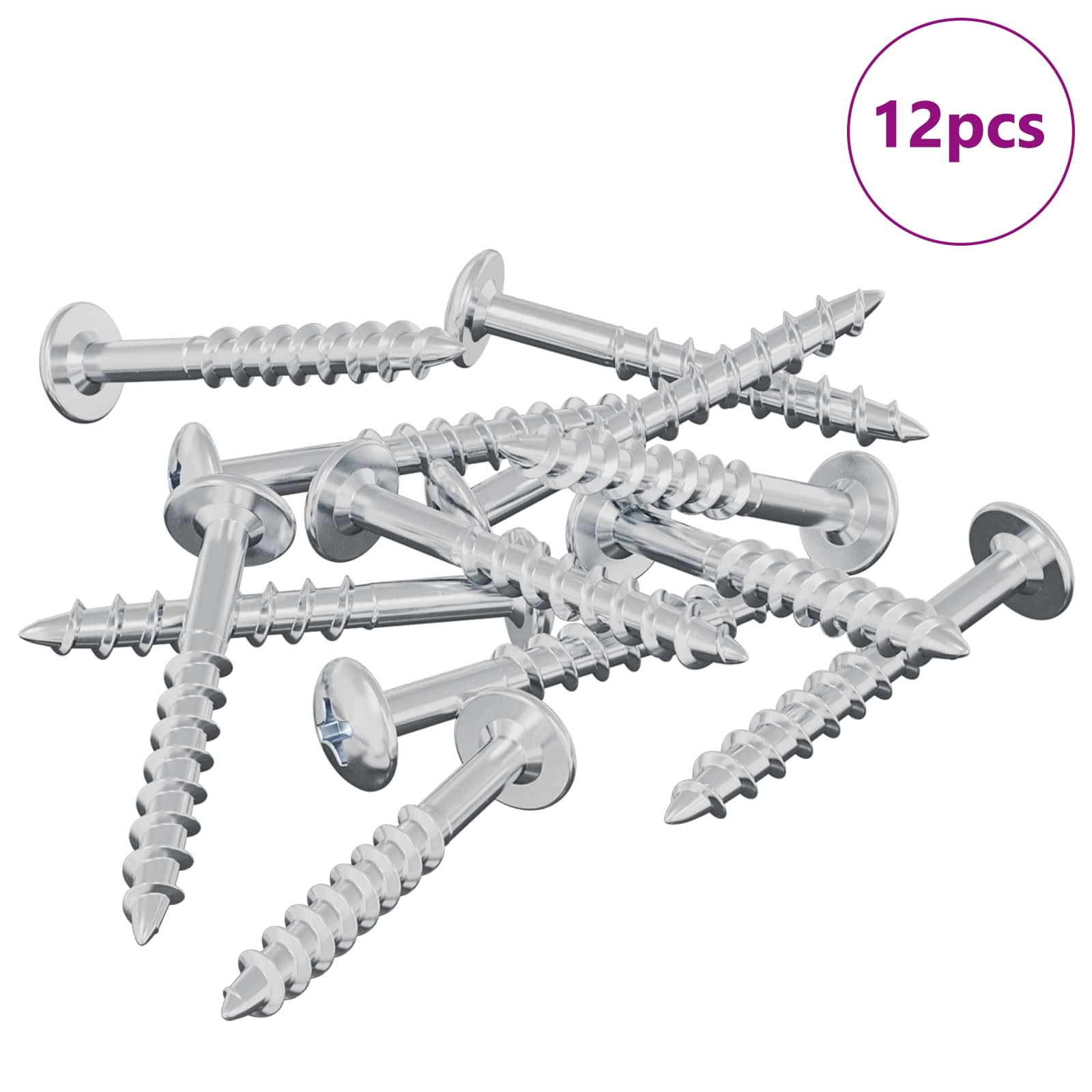 Vijak 12 pcs Srebrno 9,8 x 35 mm Željezo