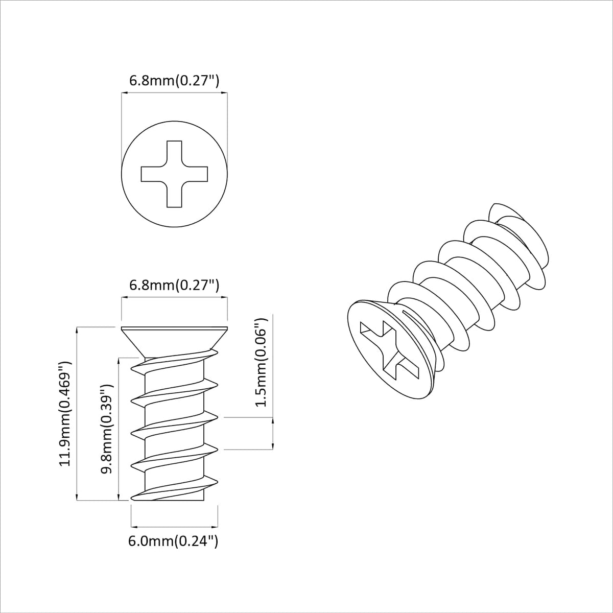 Vijak 10909 pcs Srebrno M6 x 12 mm Željezo