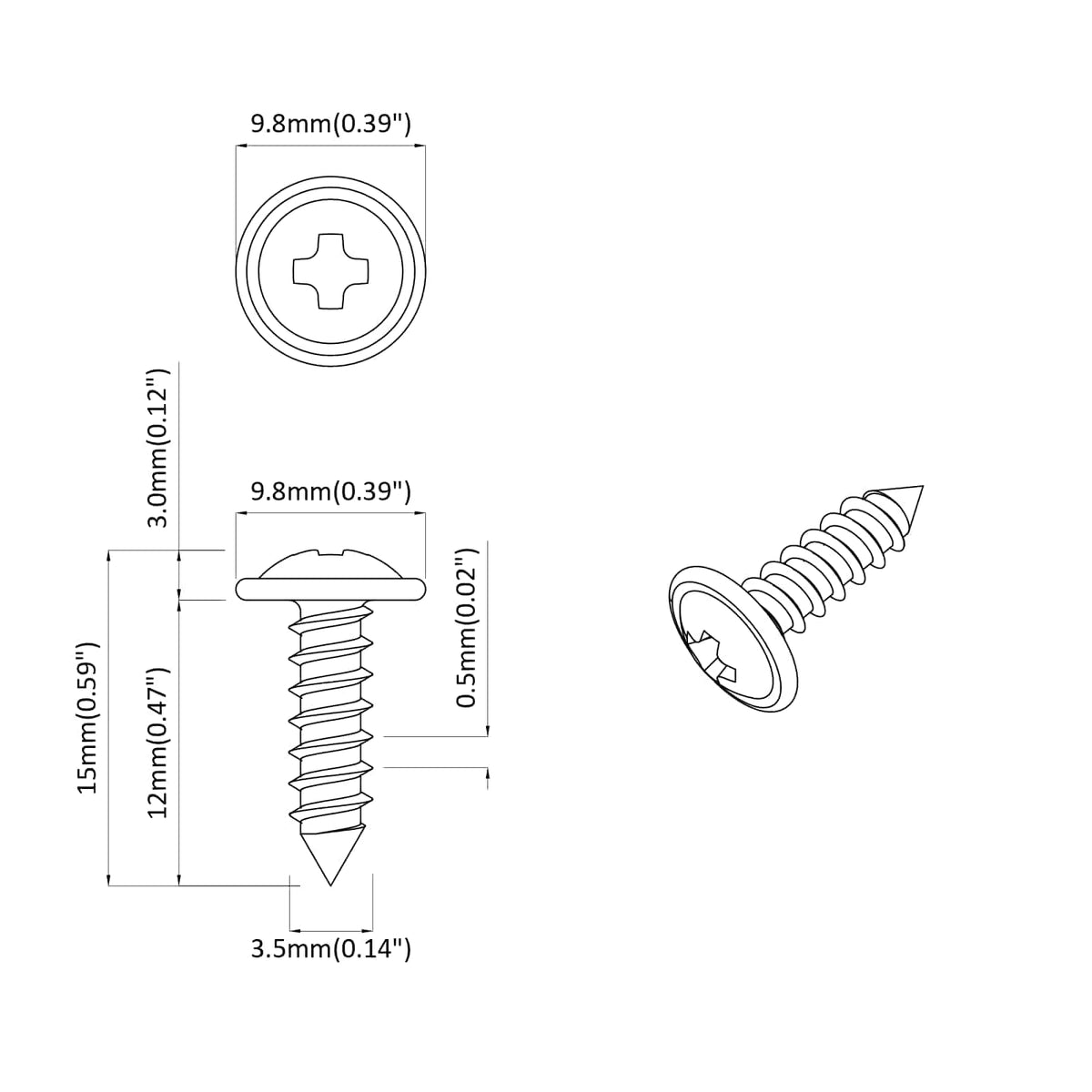Samoupravni čavao 16364 pcs Crna 3,5 x 12 mm Željezo