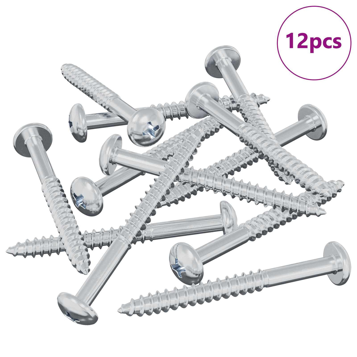 Drveni vijak 12 pcs Srebrno 9,8 x 53 mm Čelik