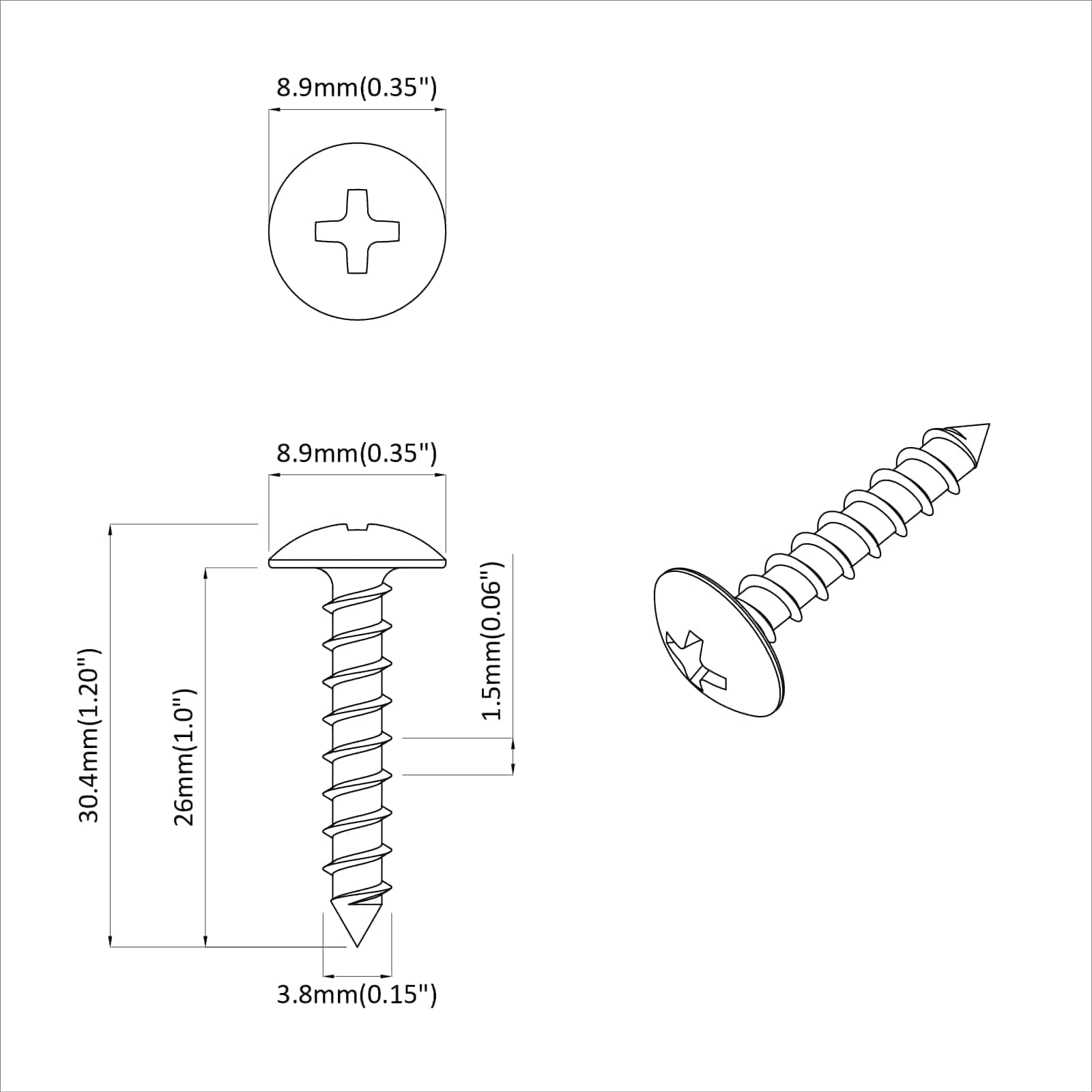Drvene vijake 2 pcs Srebrno M4 x 28 mm Čelik