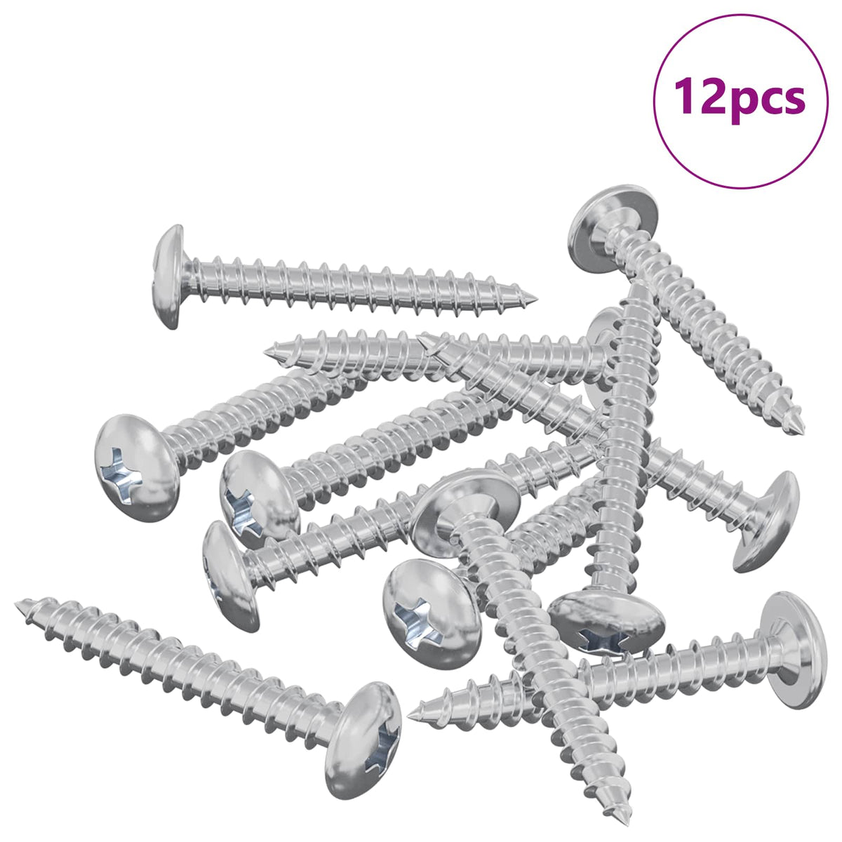 Drvene vijake 12 pcs Srebrno M4 x 28 mm Čelik