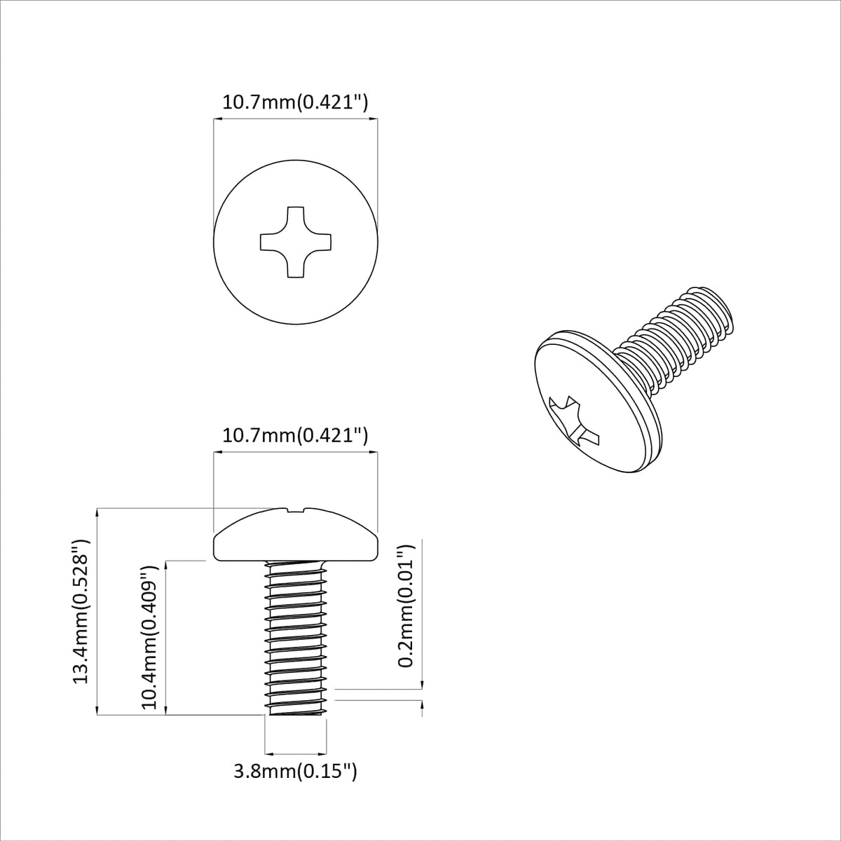 Vijci s rukavcem 2 pcs Crna M4 x 10 mm Čelik