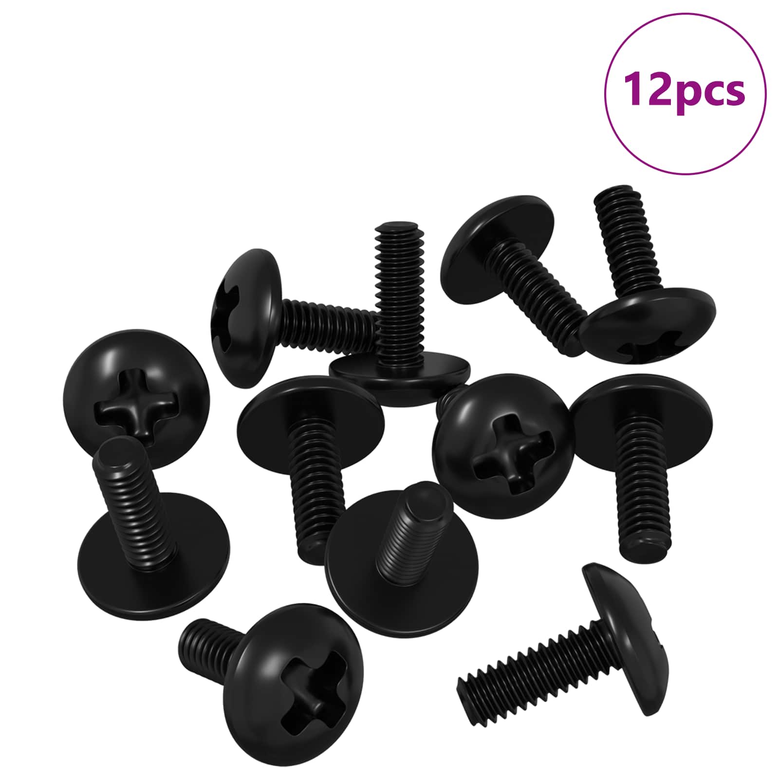 Vijci s rukavcem 12 pcs Crna M4 x 10 mm Željezo