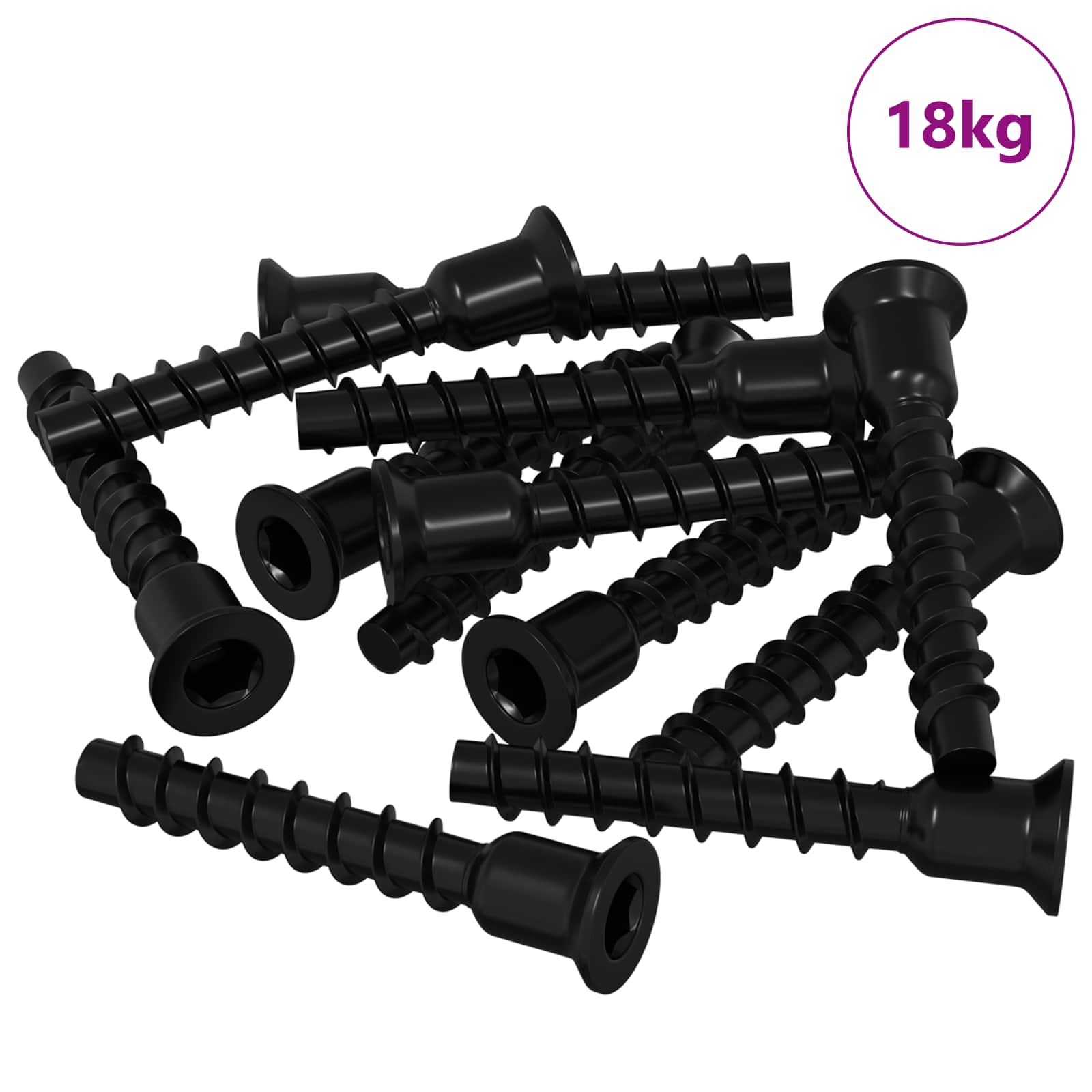 Šestarasti vijak s čepom 3072 pcs Crna 7 x 40 mm Željezo