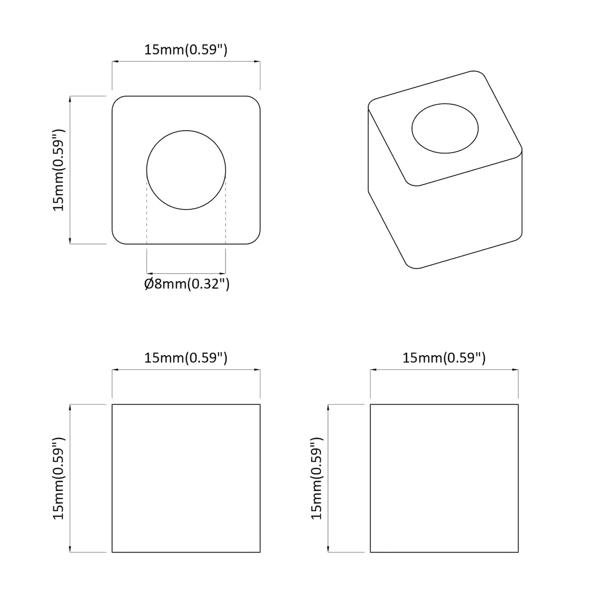 Držač ladice 6792 pcs Crna 15 x 15 x 15mm PP kopolimer