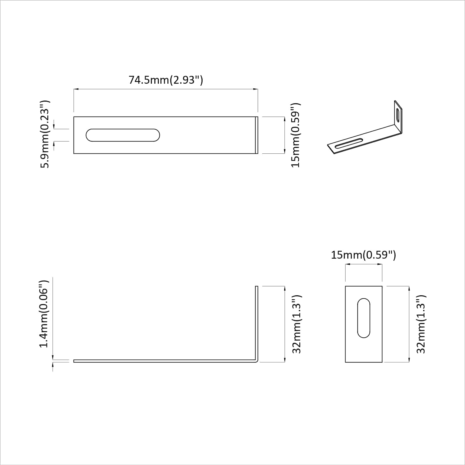 Nosač protiv prevrtanja 2 pcs Srebrno 74,5 x 15 x 32 mm Željezo