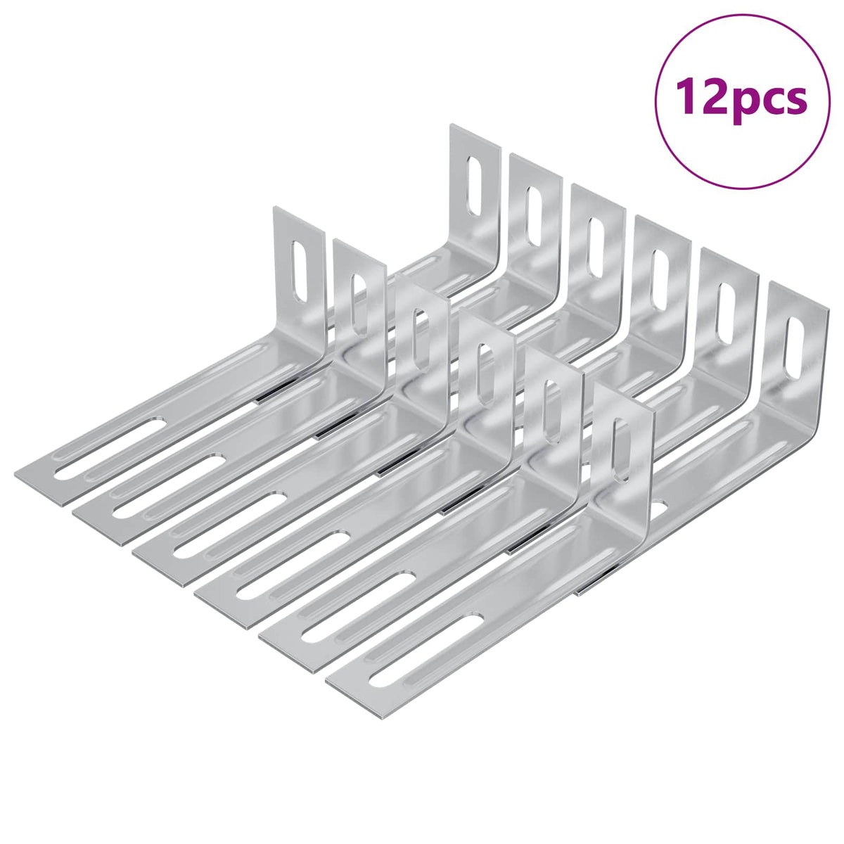 Nosač protiv prevrtanja 12 pcs Srebrno 74,5 x 15 x 32 mm