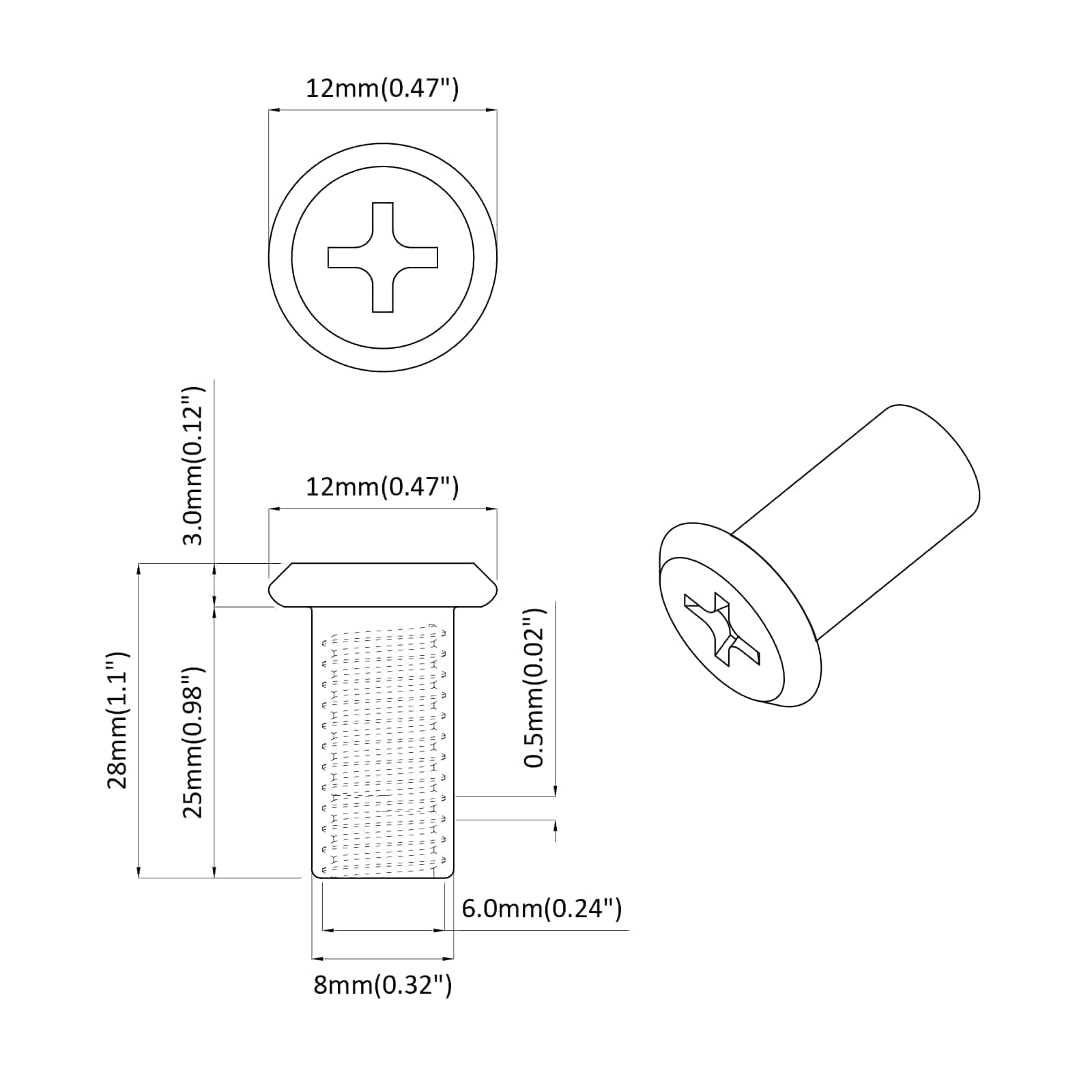 Sigurnosna matica 12 pcs Nikla M6 x 25 mm Čelik