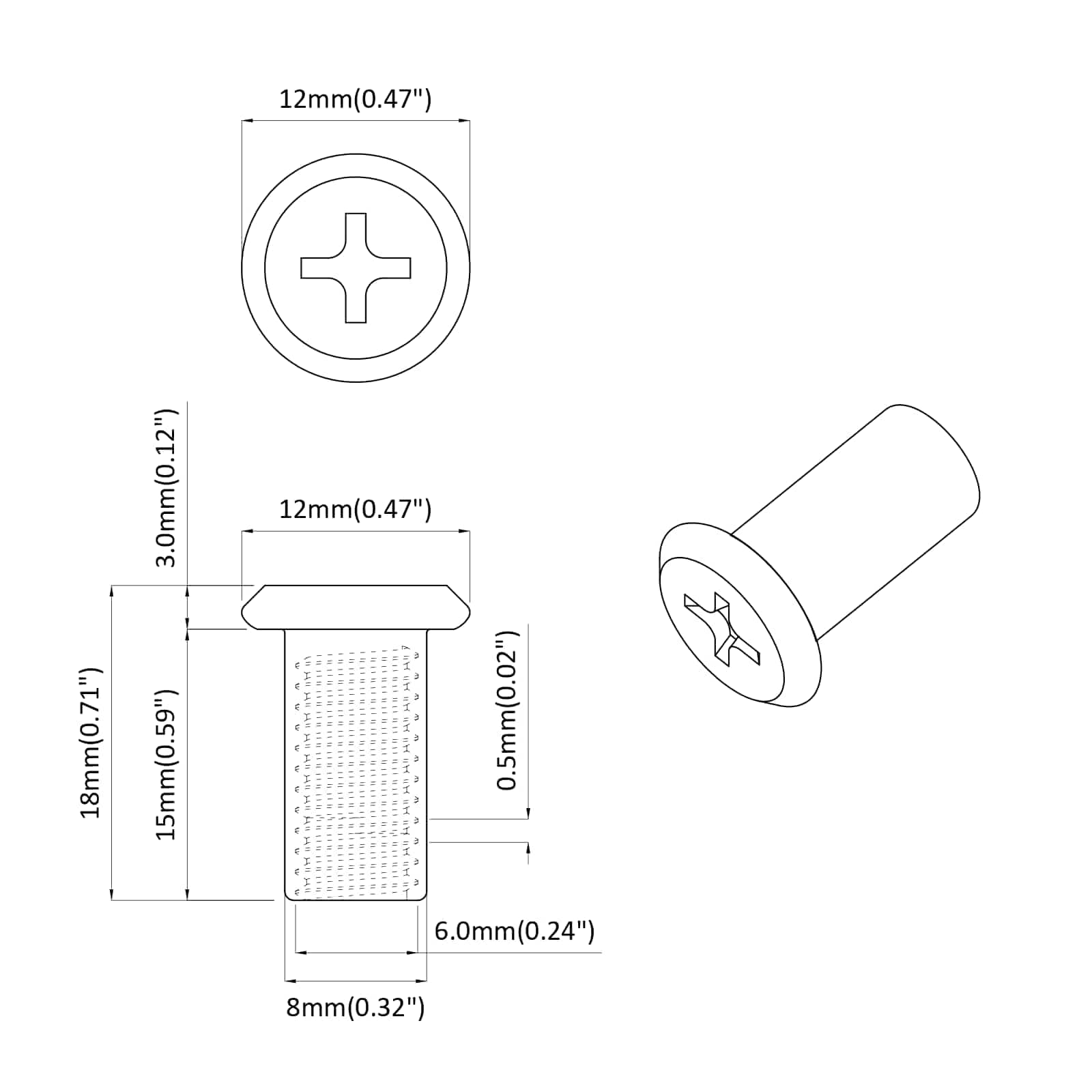 Sigurnosna matica 12 pcs Srebrno M6 x 15 mm Čelik