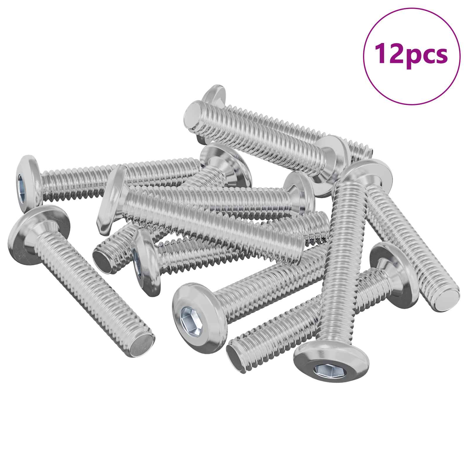 Vijak s plastičnom glavom 12 pcs Srebrno M6 x 30 mm Čelik