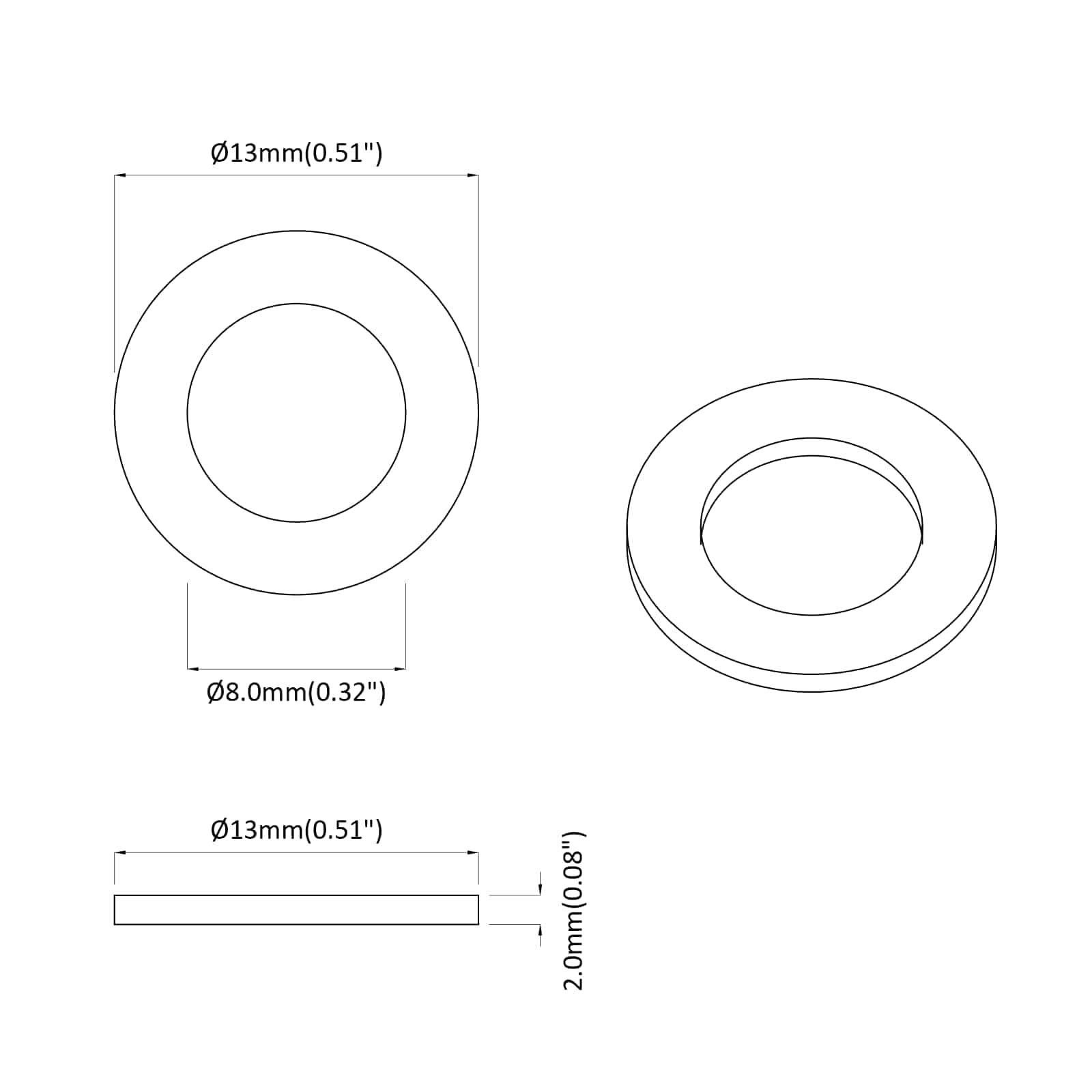 Užičasti zamašnjak 2 pcs Bijelo 13 x 1 mm Željezo