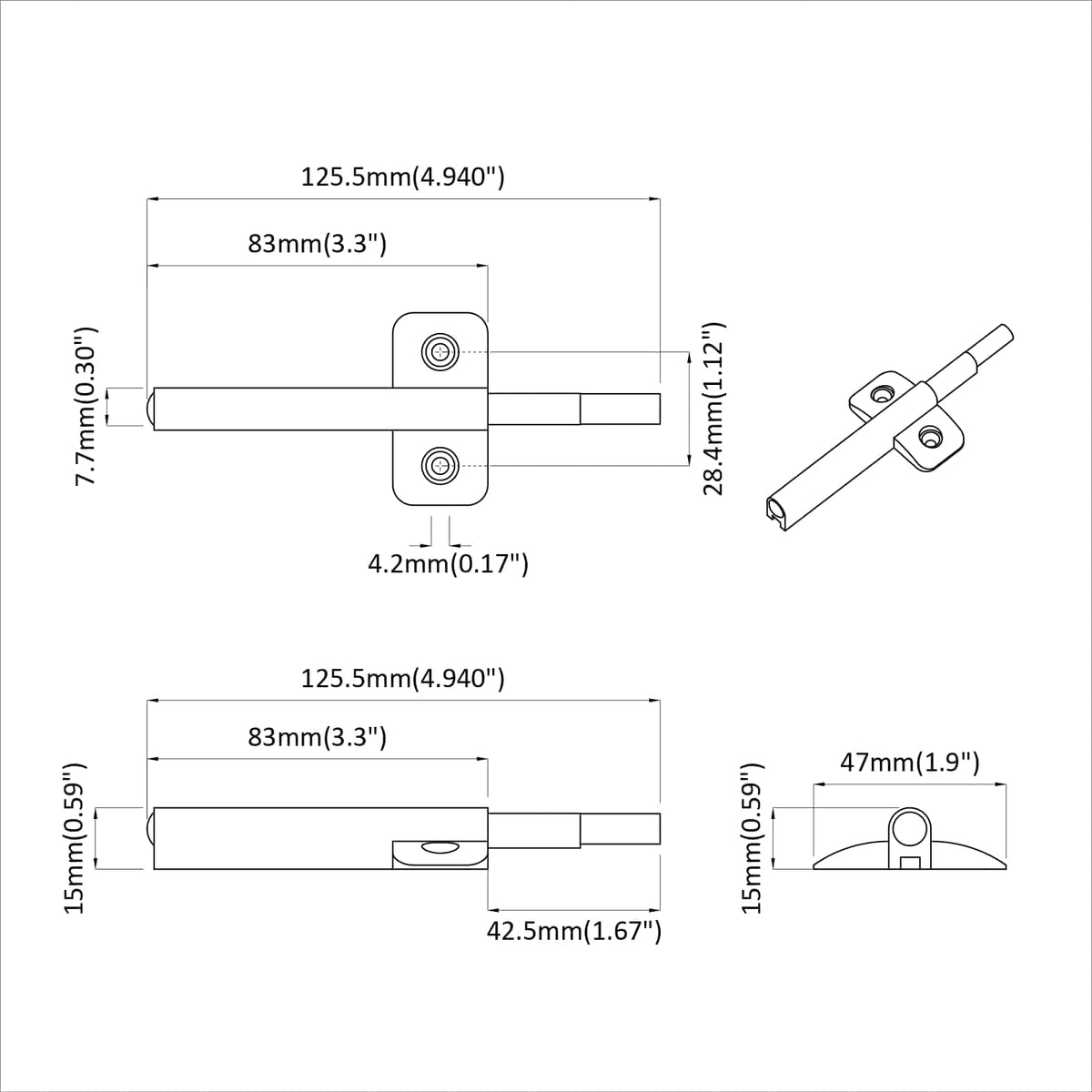 Tihi zatvarač 12 pcs Siva 125 x 47 x 15 mm PP