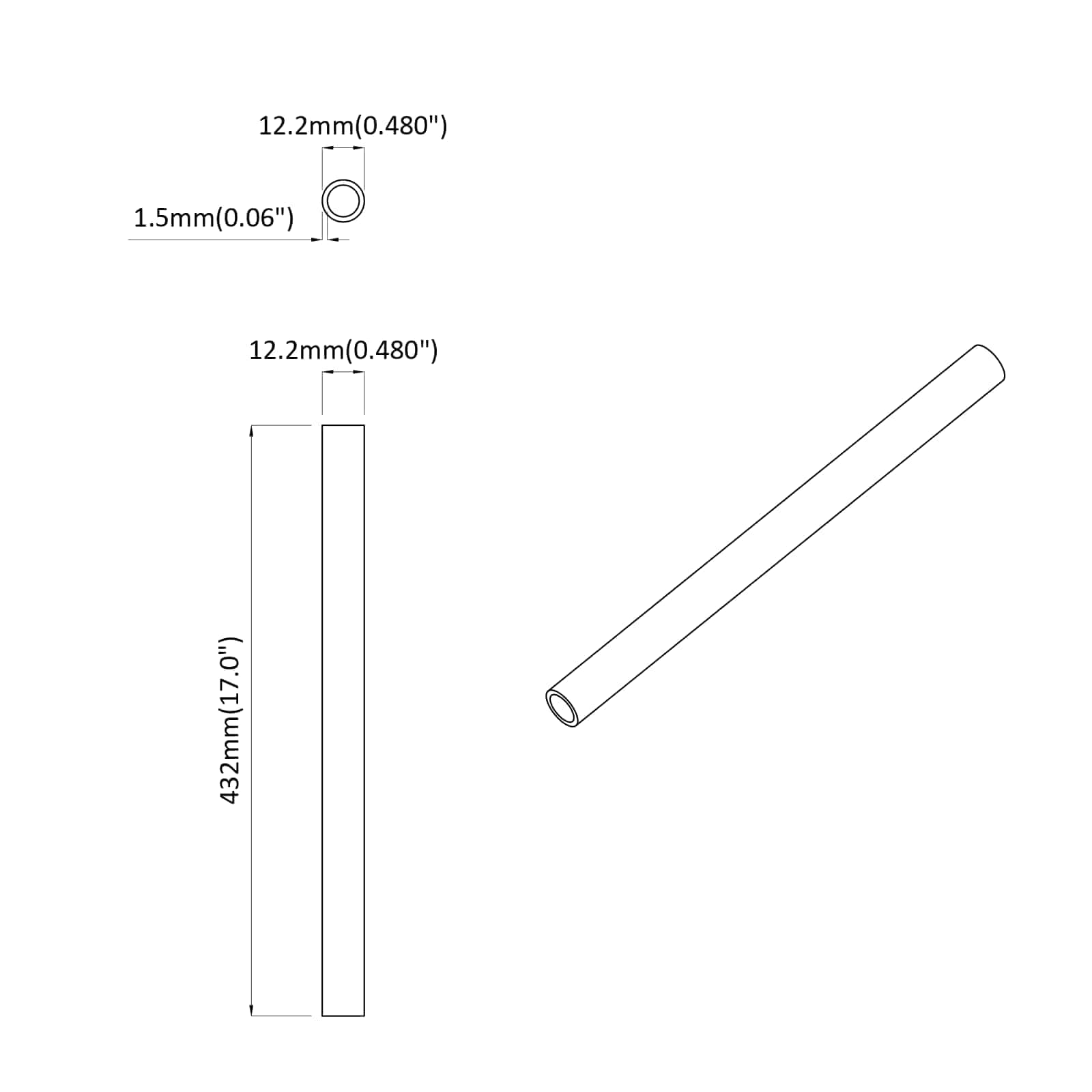 PVC Cijev 2 pcs Bijelo 12,2 x 1,8 x 500 mm PP, PE