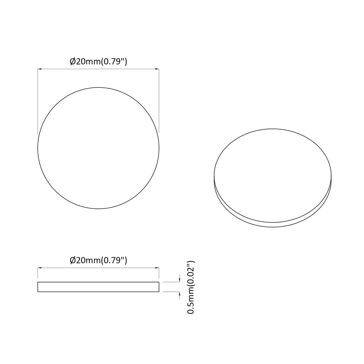 Ljepljiva Pokrivač za Vijake 2 pcs Sonoma hrast Ø 20 x 0,5 mm