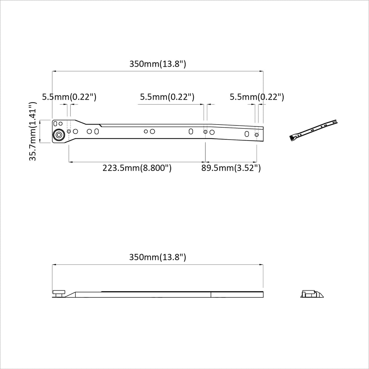 Klizač za ladice 63 pcs Bijelo Čelik