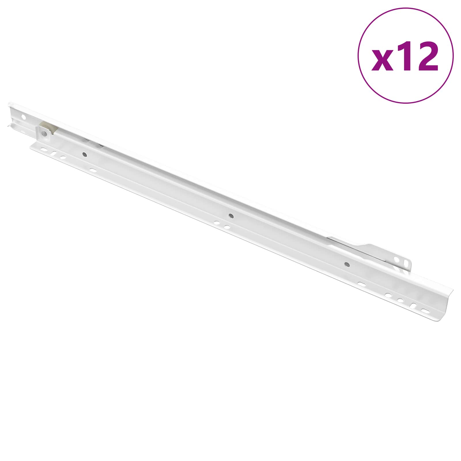 Klizač za ladice 12 pcs Bijelo 400 mm Čelik