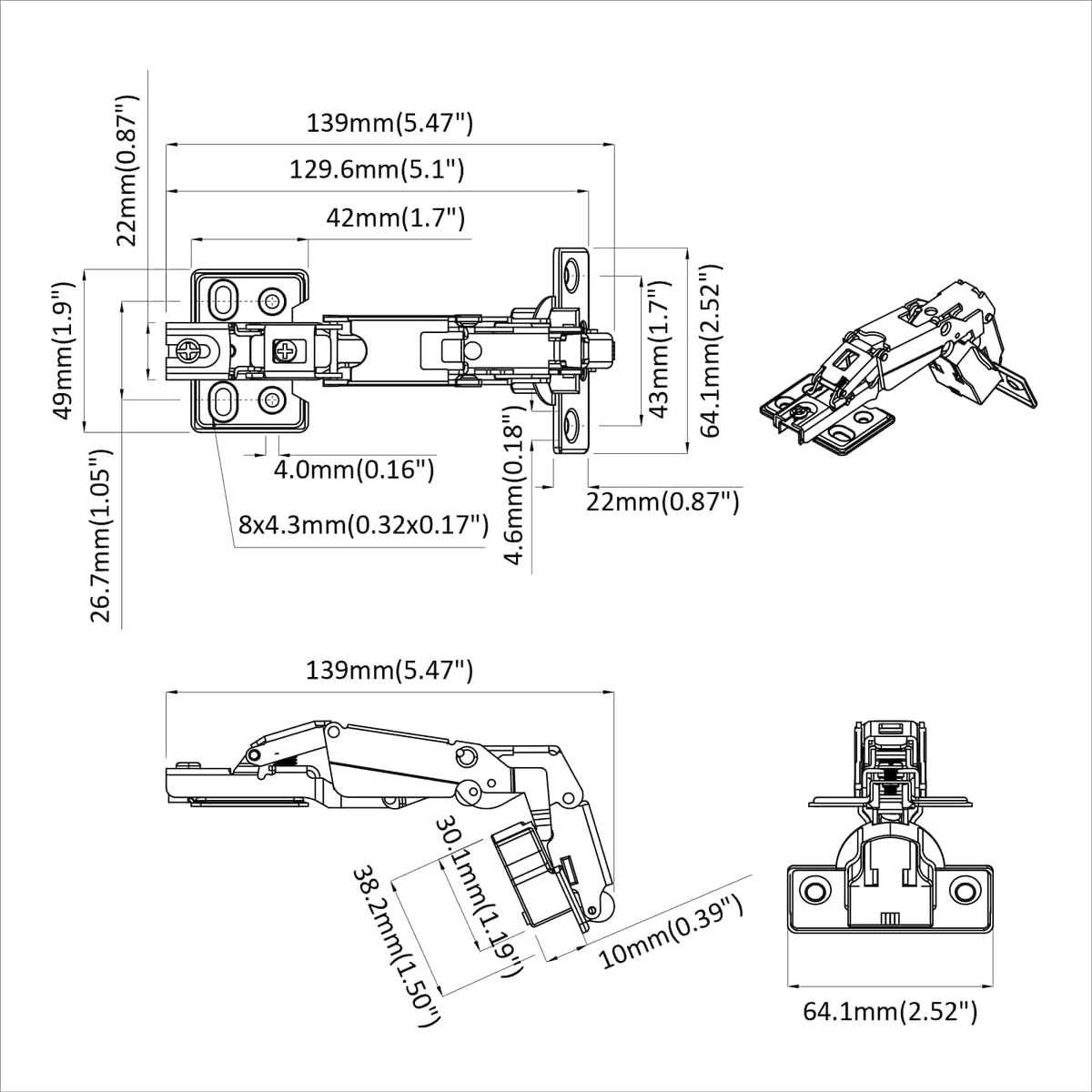 Šarka 2 pcs Nikla 139 x 64,1 x 10 mm Željezo