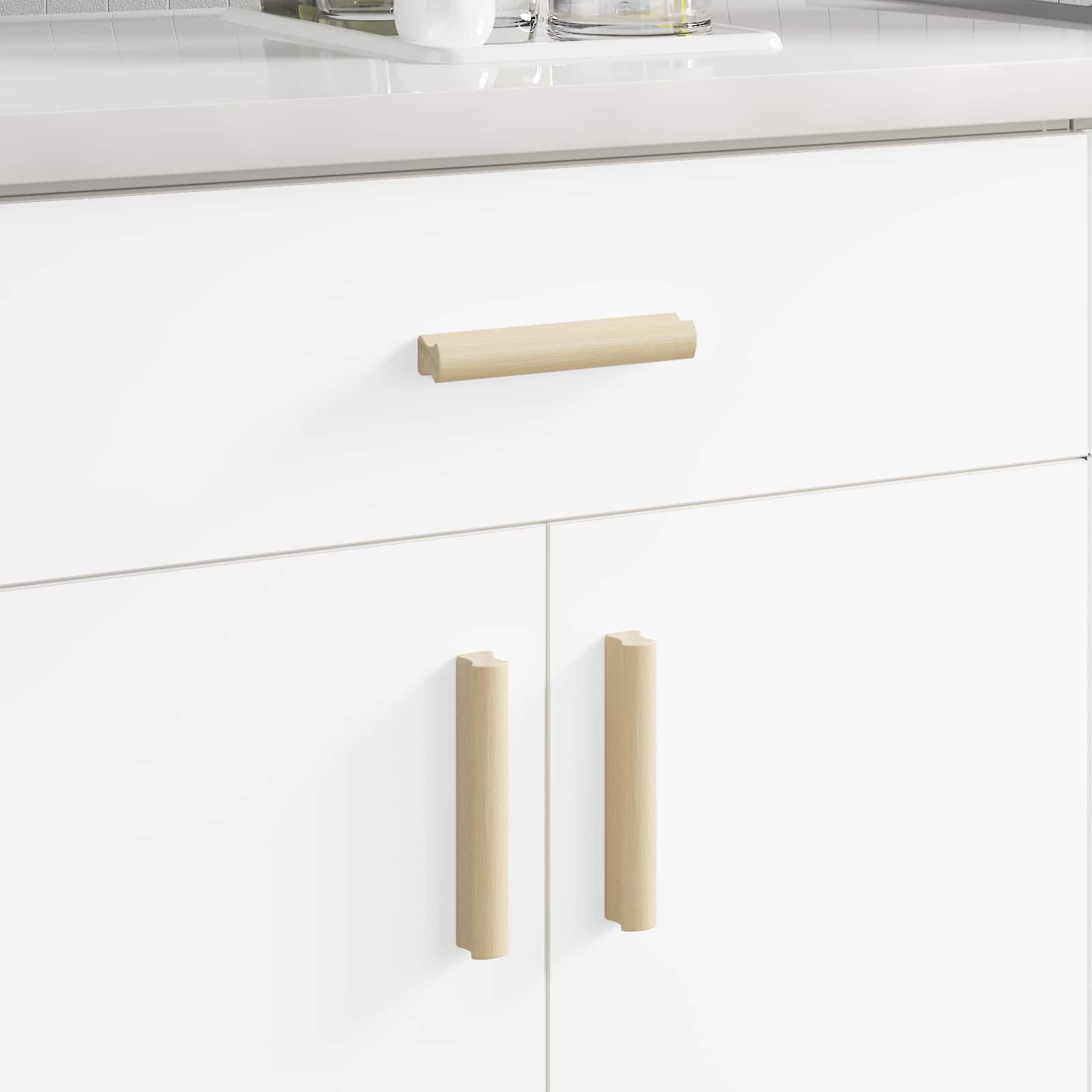 Ravna drška 2 pcs Boja prirodnog drva 130 x 25 x 30 mm