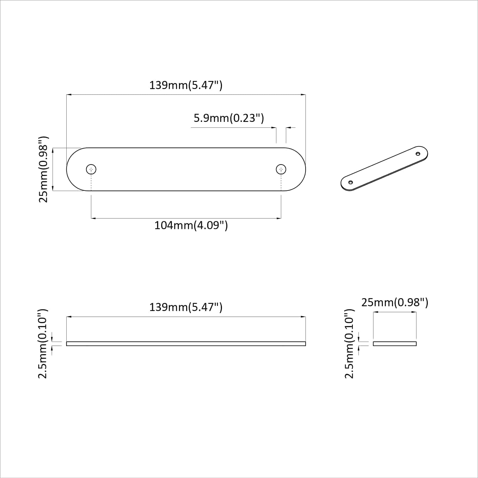 Ručke za ormariće 2 pcs Smeđa 140 x 25 x 2,3 mm PU
