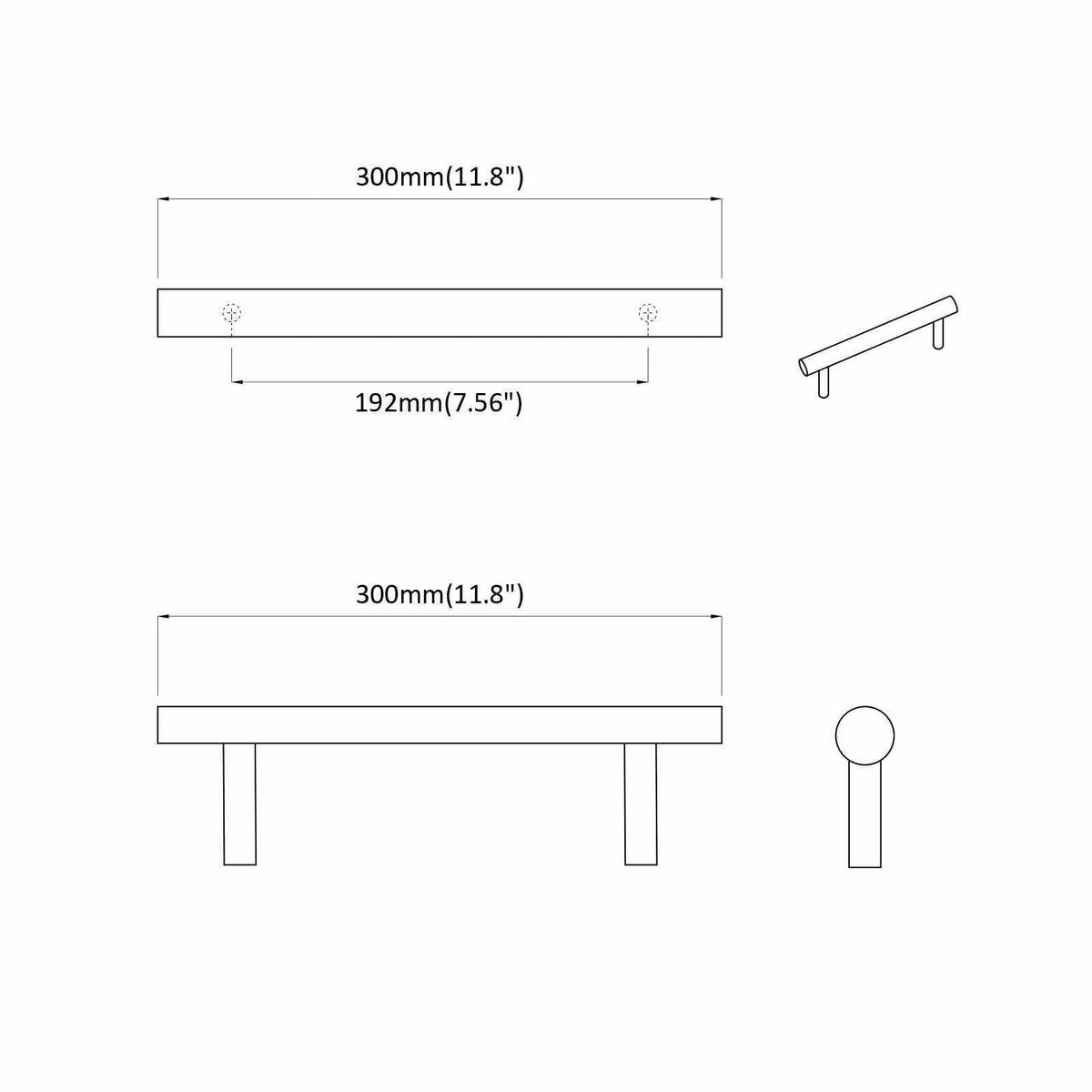 Drška za ormar 12 pcs Srebrno 300 mm Nehrđajući čelik