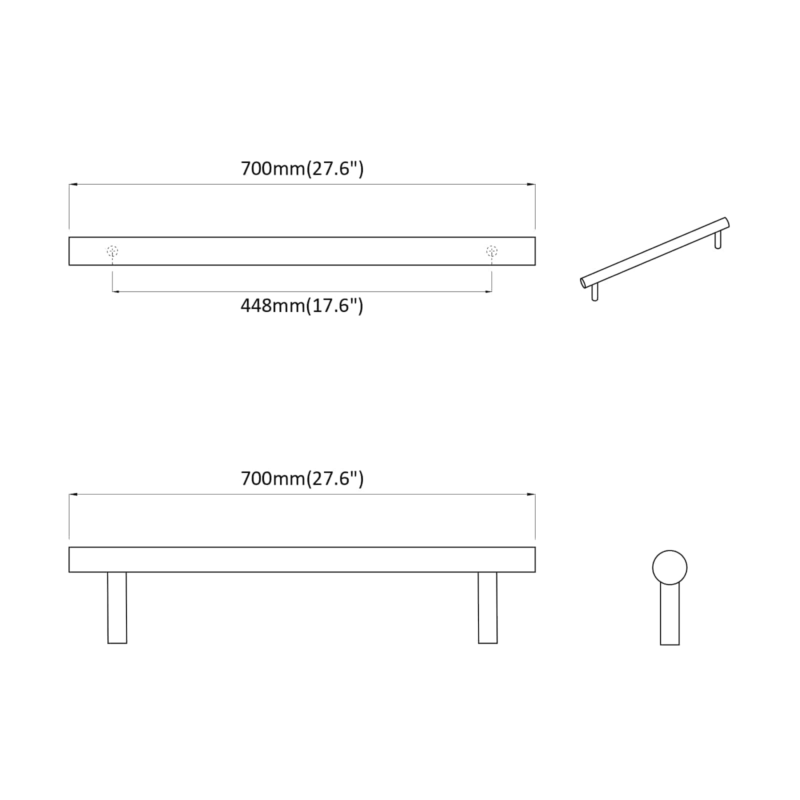 Drška za ormar 2 pcs Srebrno 700mm Nehrđajući čelik