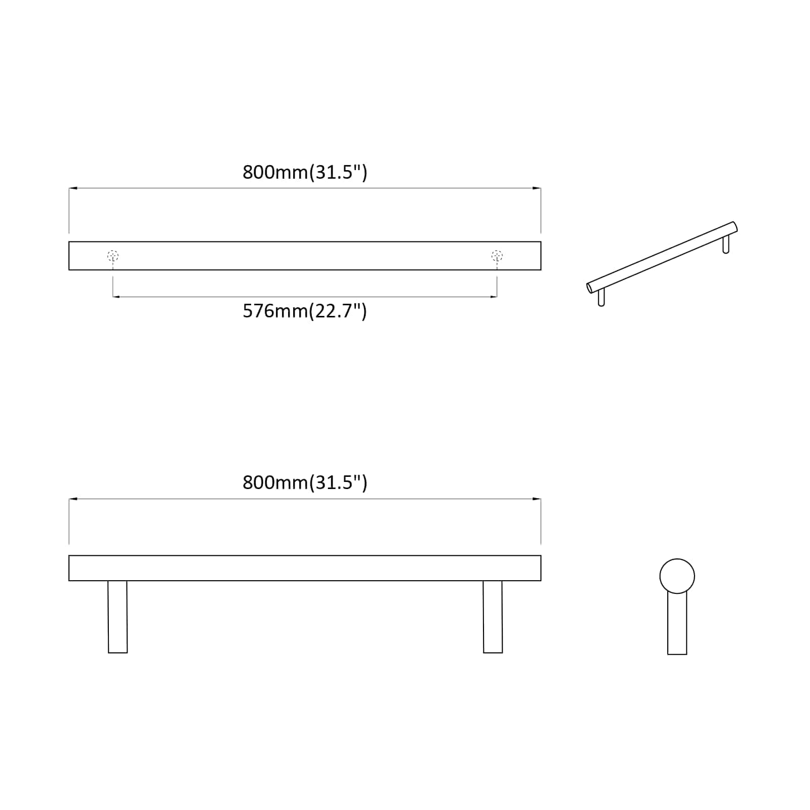 Drška za ormar 12 pcs Srebrno 800 mm Nehrđajući čelik