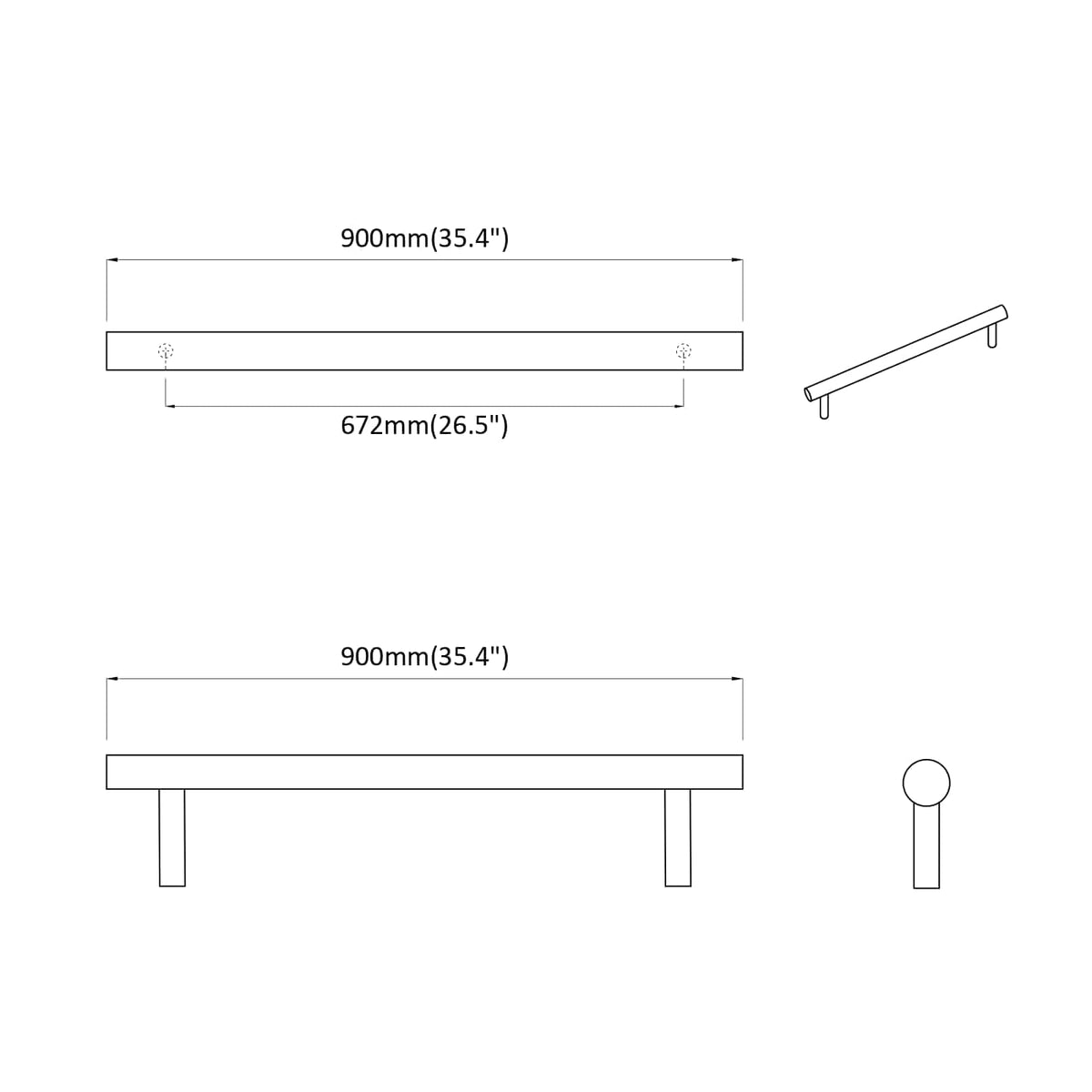 Drška za ormar 12 pcs Srebrno 900 mm Nehrđajući čelik