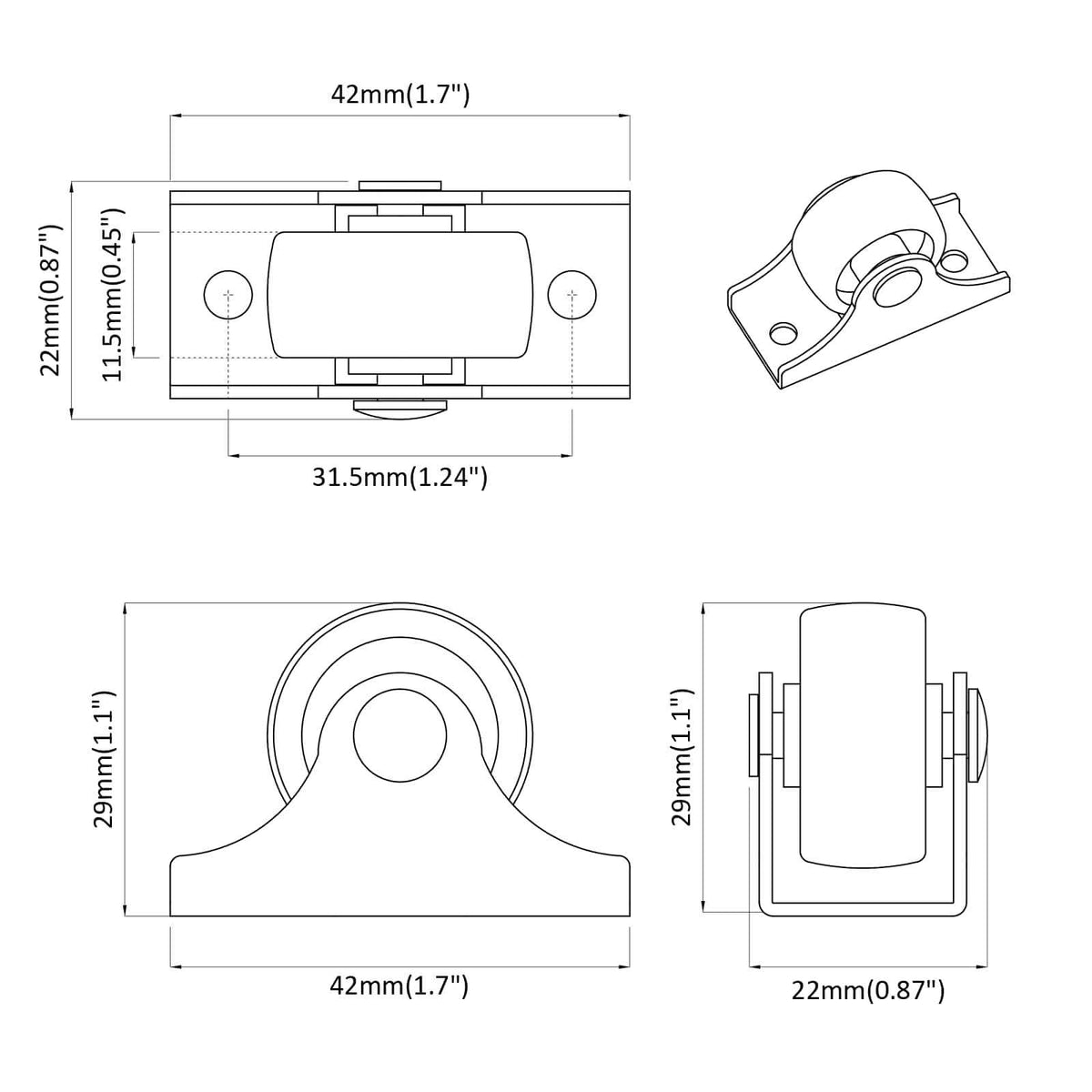 Kaster 12 pcs Bijelo 42 x 11,5 x 29 mm Željezo