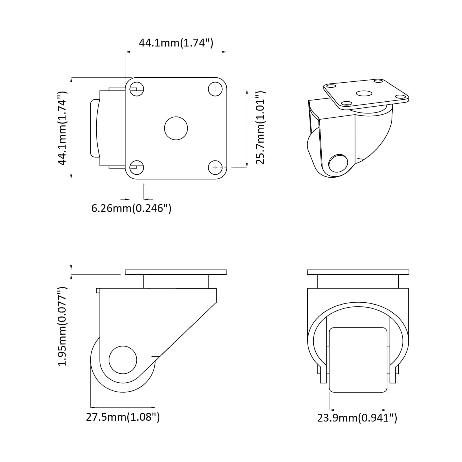 Kaster 2 pcs Srebrno 44,1 x 44,1 x 1,95 mm Najlon