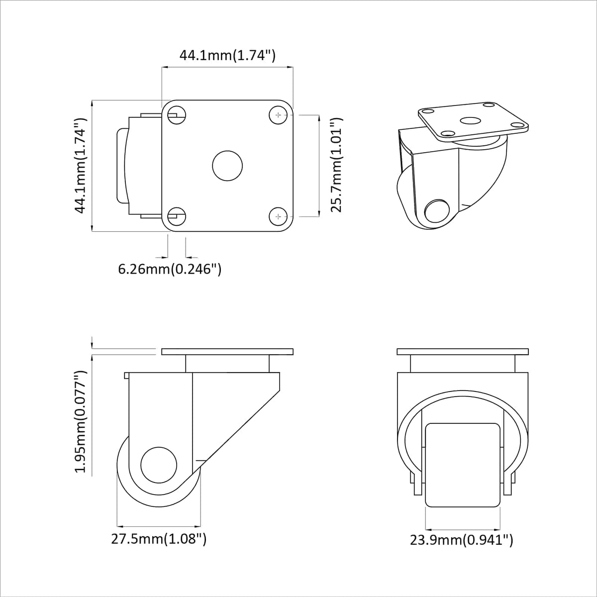 Kaster 12 pcs Srebrno 44,1 x 44,1 x 1,95 mm Najlon