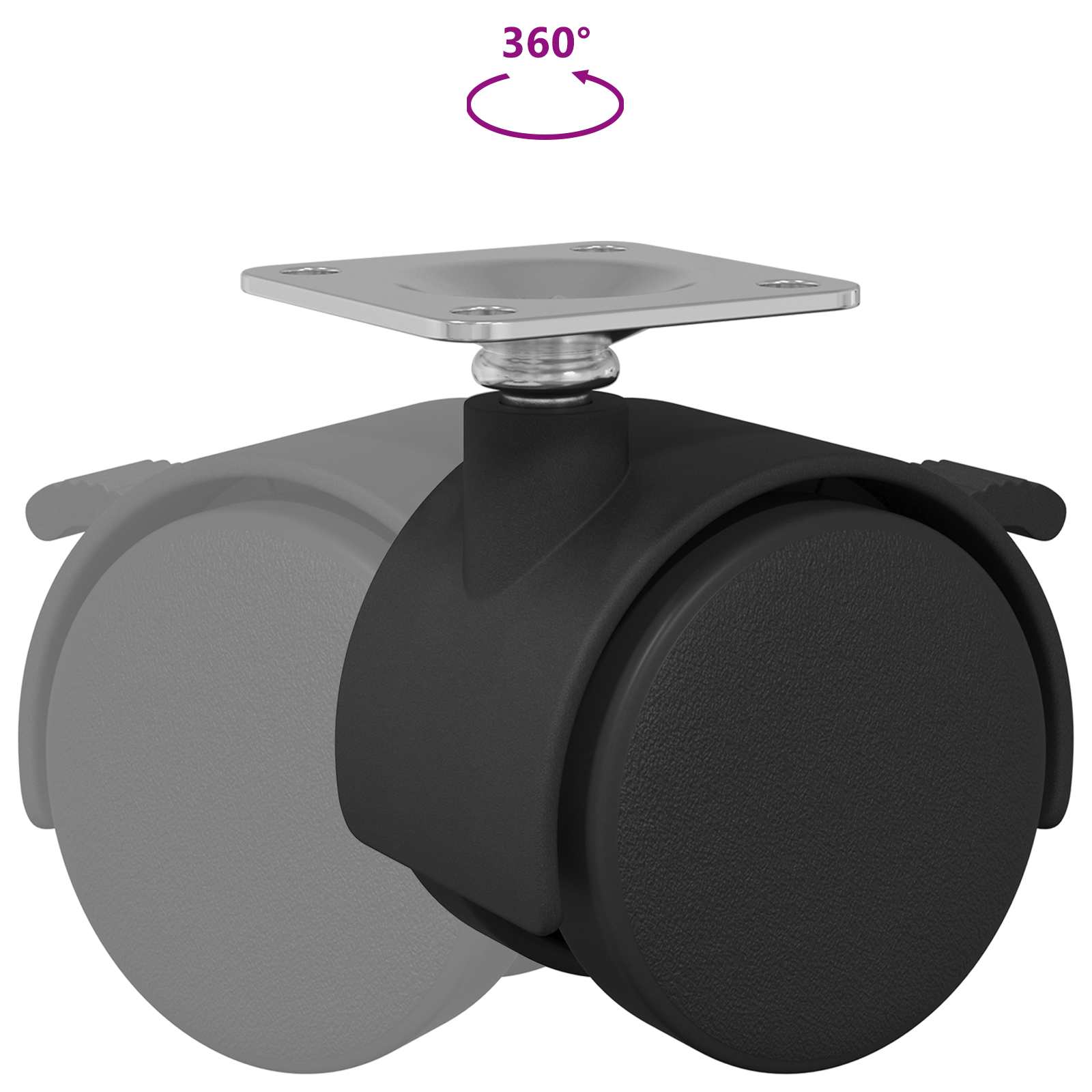 Kotač 2 pcs Crna 39,5 x 39,5 x 37,8 mm Čelik i polipropilen