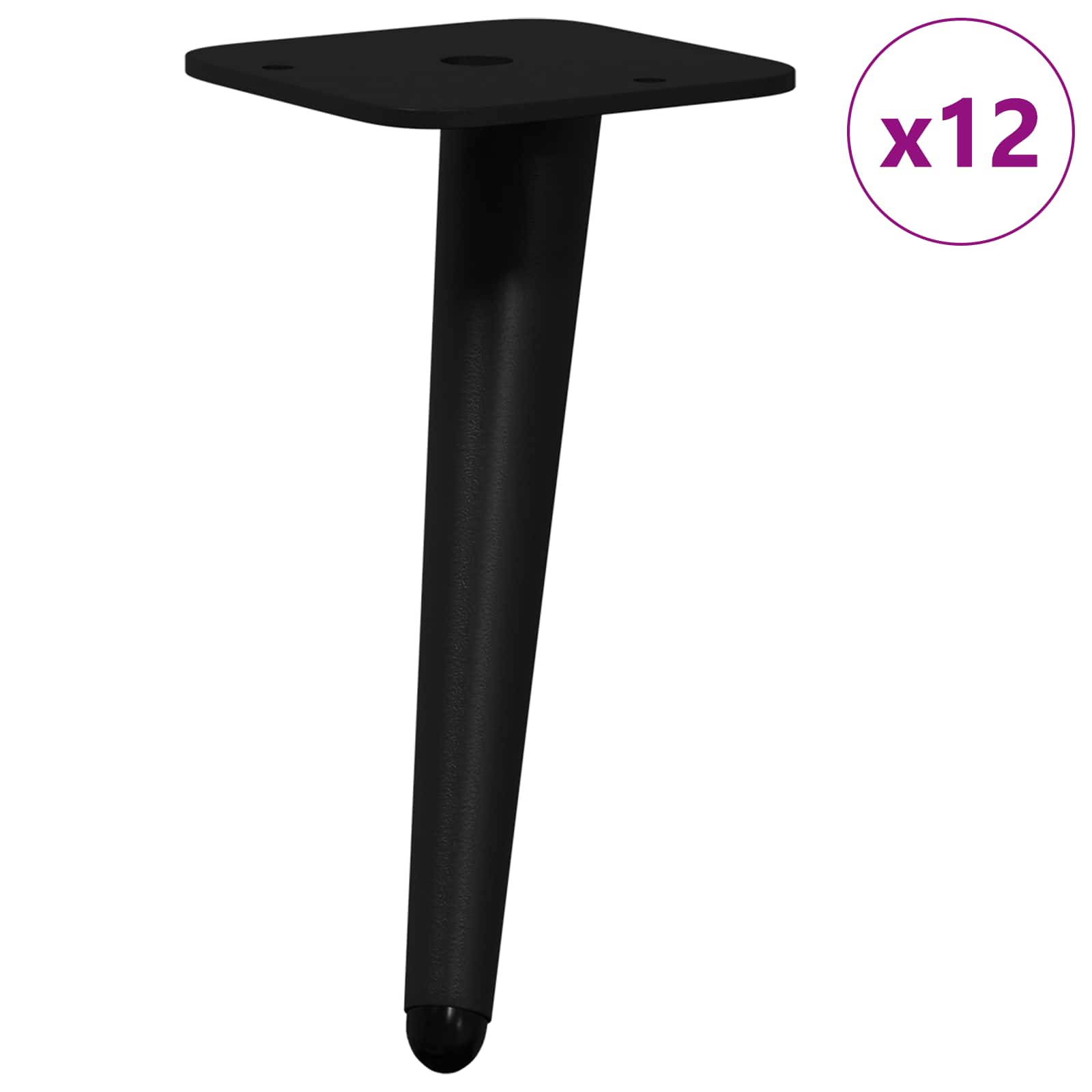 Noge za stajanje 12 pcs Crna 56 x 56 x 100 mm Željezo