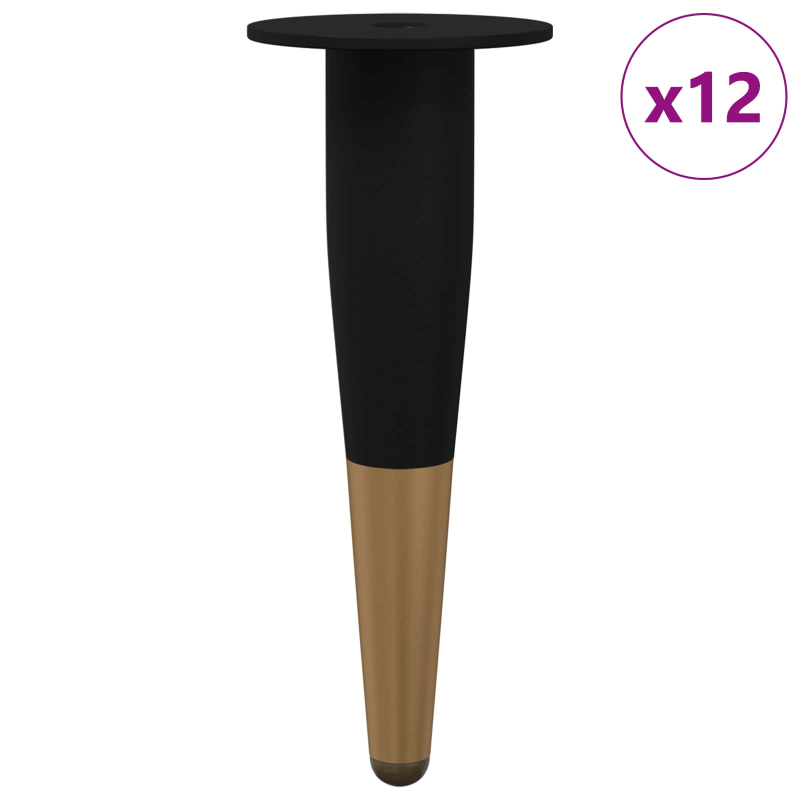 Noge namještaja 12 pcs Crna i zlatna Ø 40 x 98 mm Željezo
