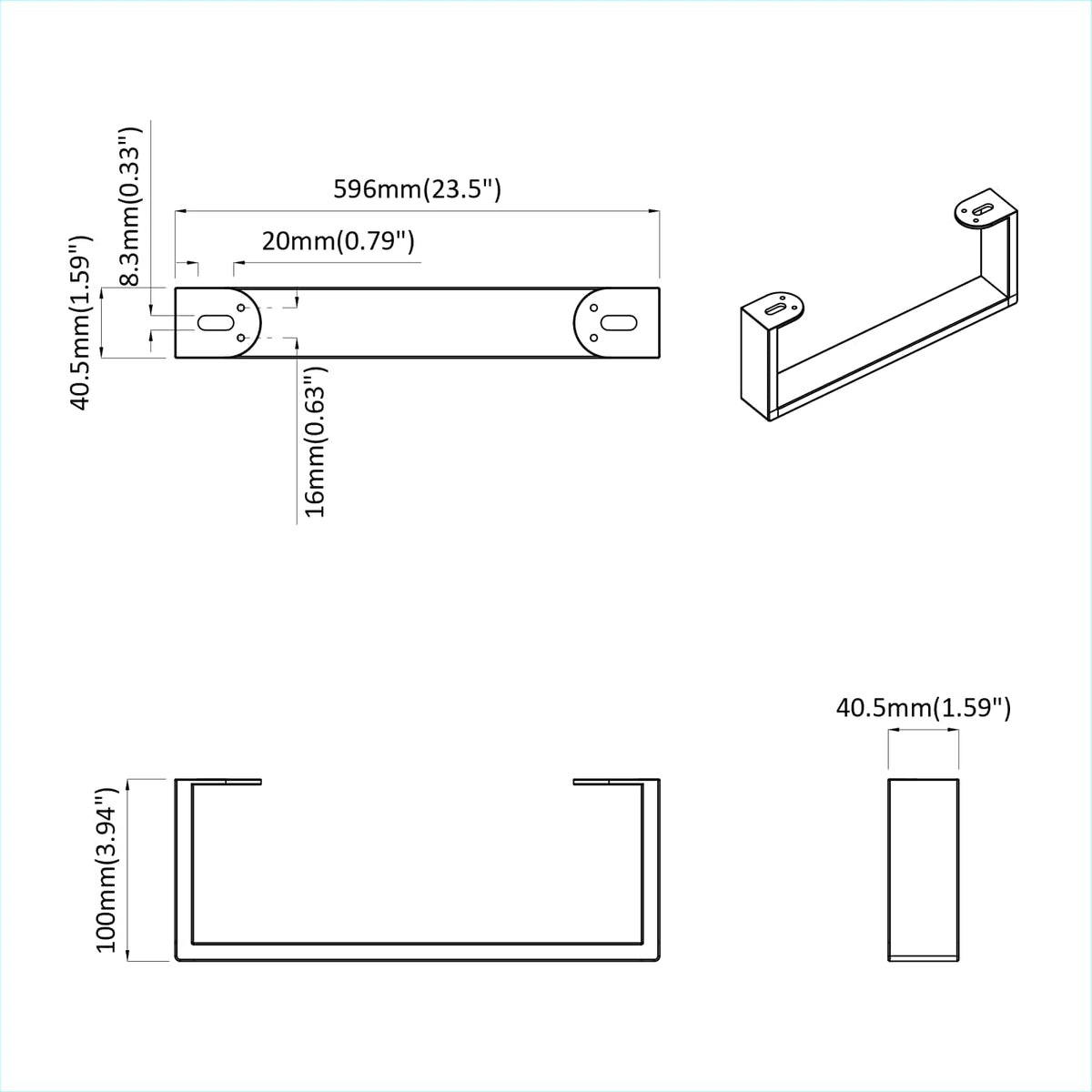 Noge namještaja 2 pcs Crna 596 x 40,5 x 100 mm Željezo