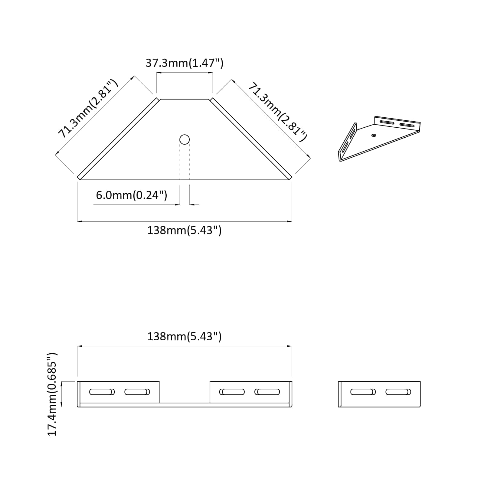 Kutni nosač 12 pcs Crna 138,5 x 50,5 x 16 mm Željezo